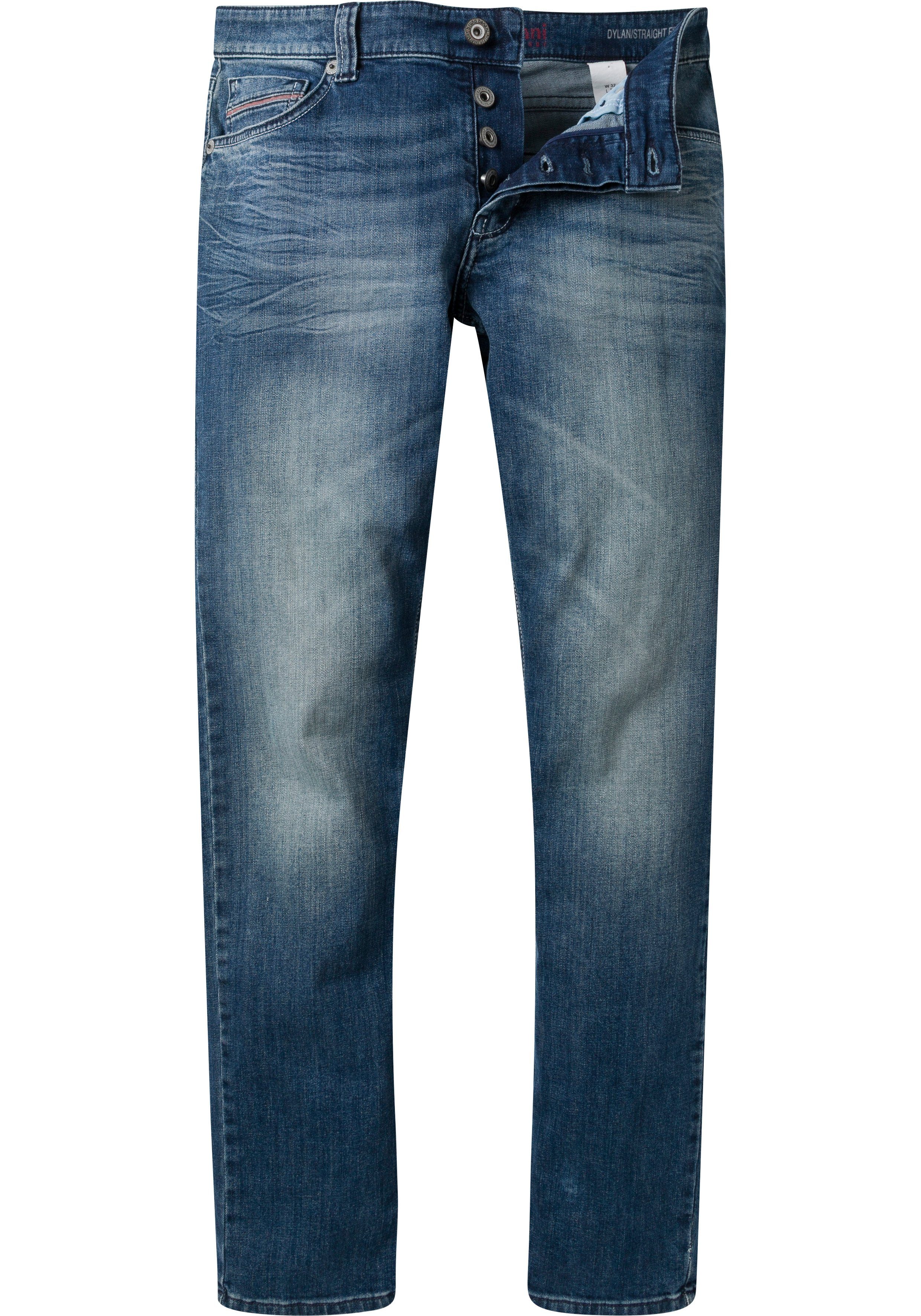 Bruno Banani Straight jeans Dylan rechte pasvorm, used-wassing, lage taille
