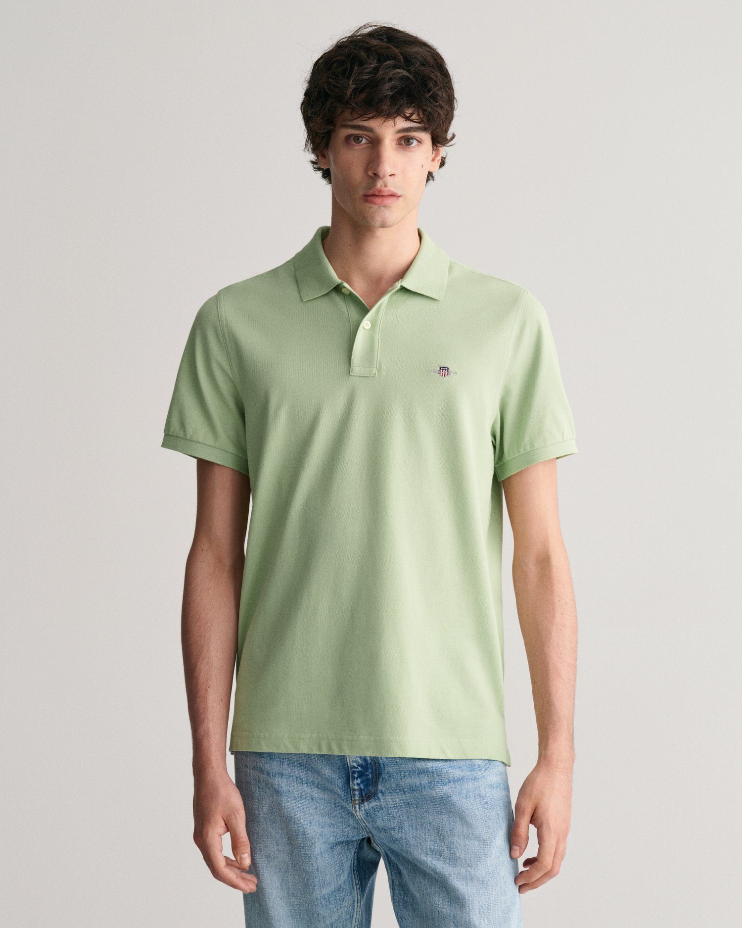 Gant Poloshirt REG SHIELD SS PIQUE POLO met logo en platte breikraag 100% katoen pique