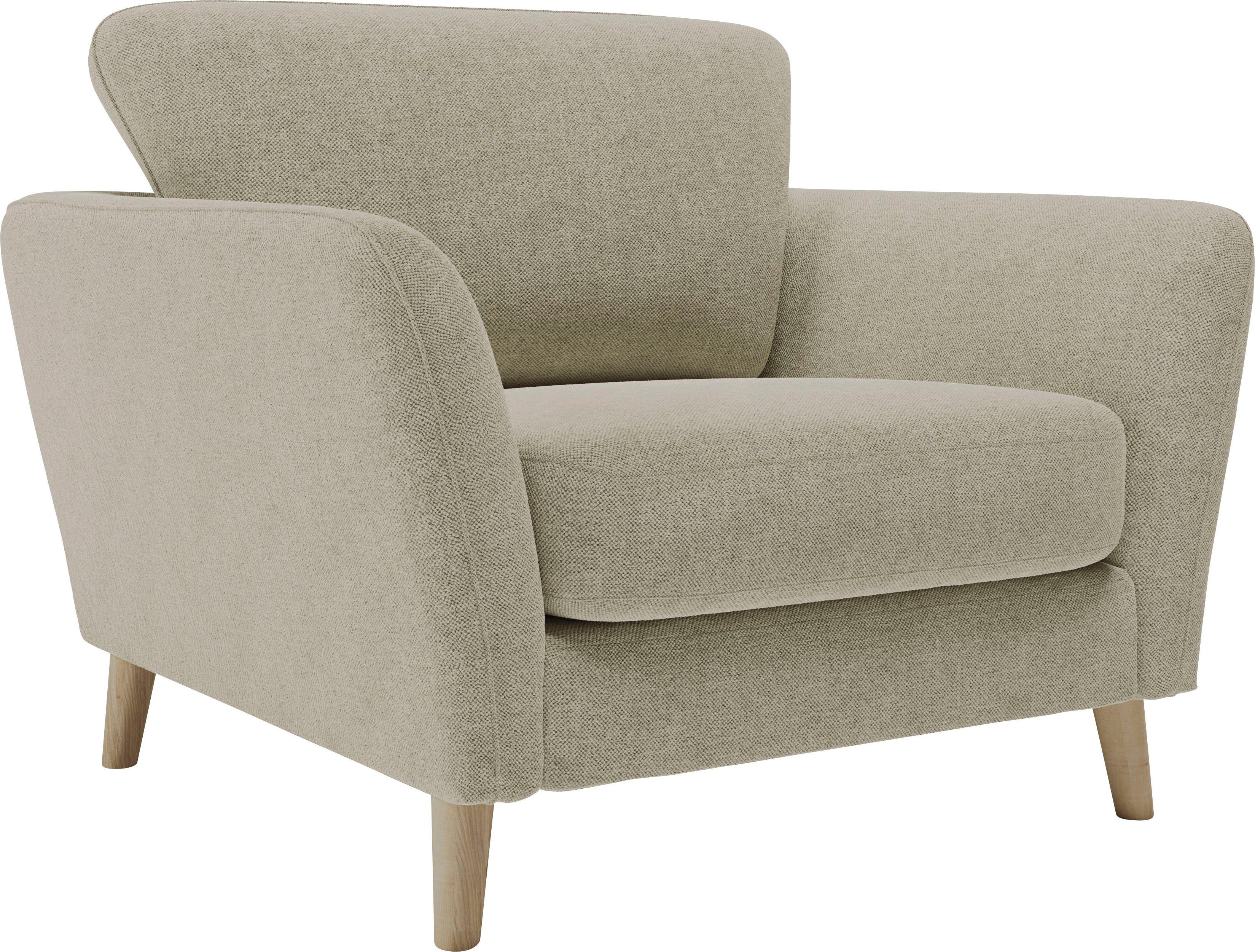 Home affaire Fauteuil Marseille Massief houten poten eiken, landhuisstijl, golfvering