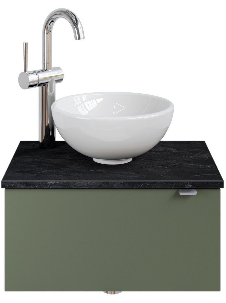 Saphir Wastafelonderkast Serie 6915 wastafel met onderkast voor gastenbadkamer, tweede toilet (3-delig) wastafelmeubels groen