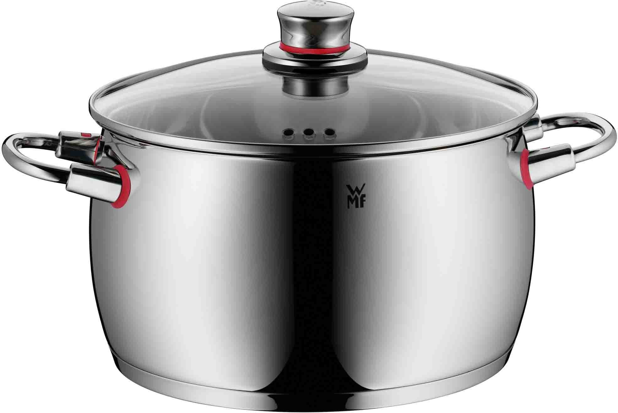 WMF Pannenset Quality One inductie, kookpan set met glazen deksel Stoomopening, zonder interne schaalverdeling, geschikt voor alle kookplaten (set, 8-delig)