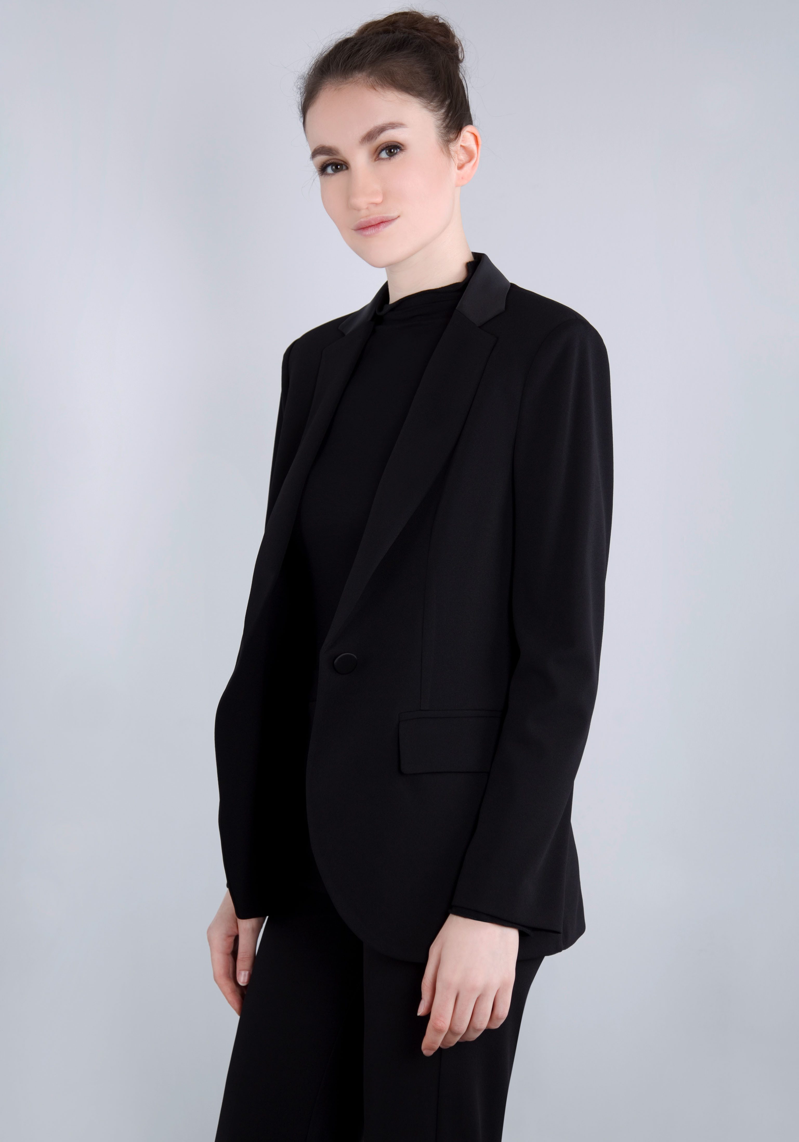 IMPERIAL Lange blazer met satijnen details en stretch