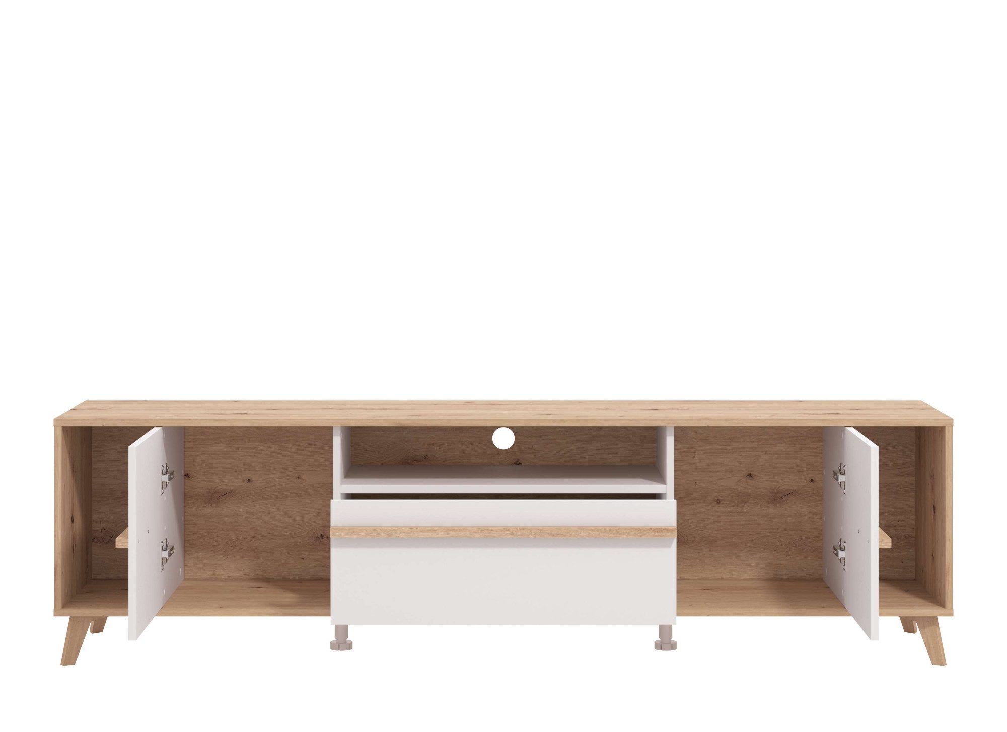 INOSIGN Tv-meubel Orleans, TV-Lowboard, TV-kast, TV-standaard, Breedte 190 cm Kast, Opaque Wit/Artisan Eiken Decor, modern en elegant ontwerp