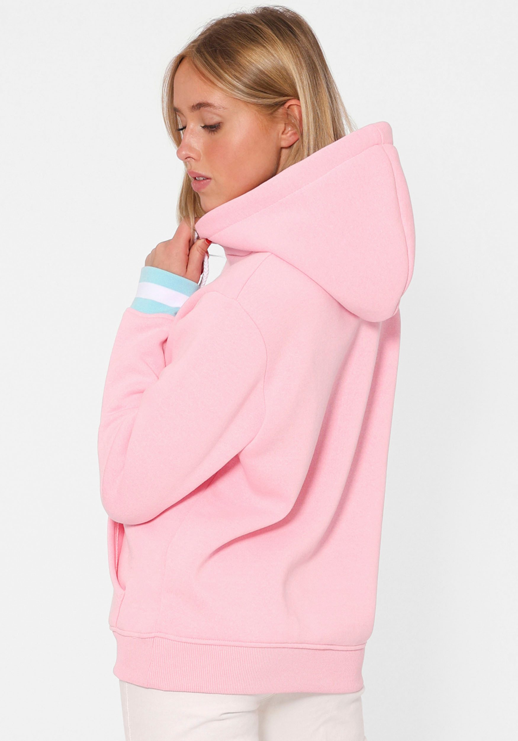 Zwillingsherz Hoodie met pailletten, capuchon en contrasterende boorden