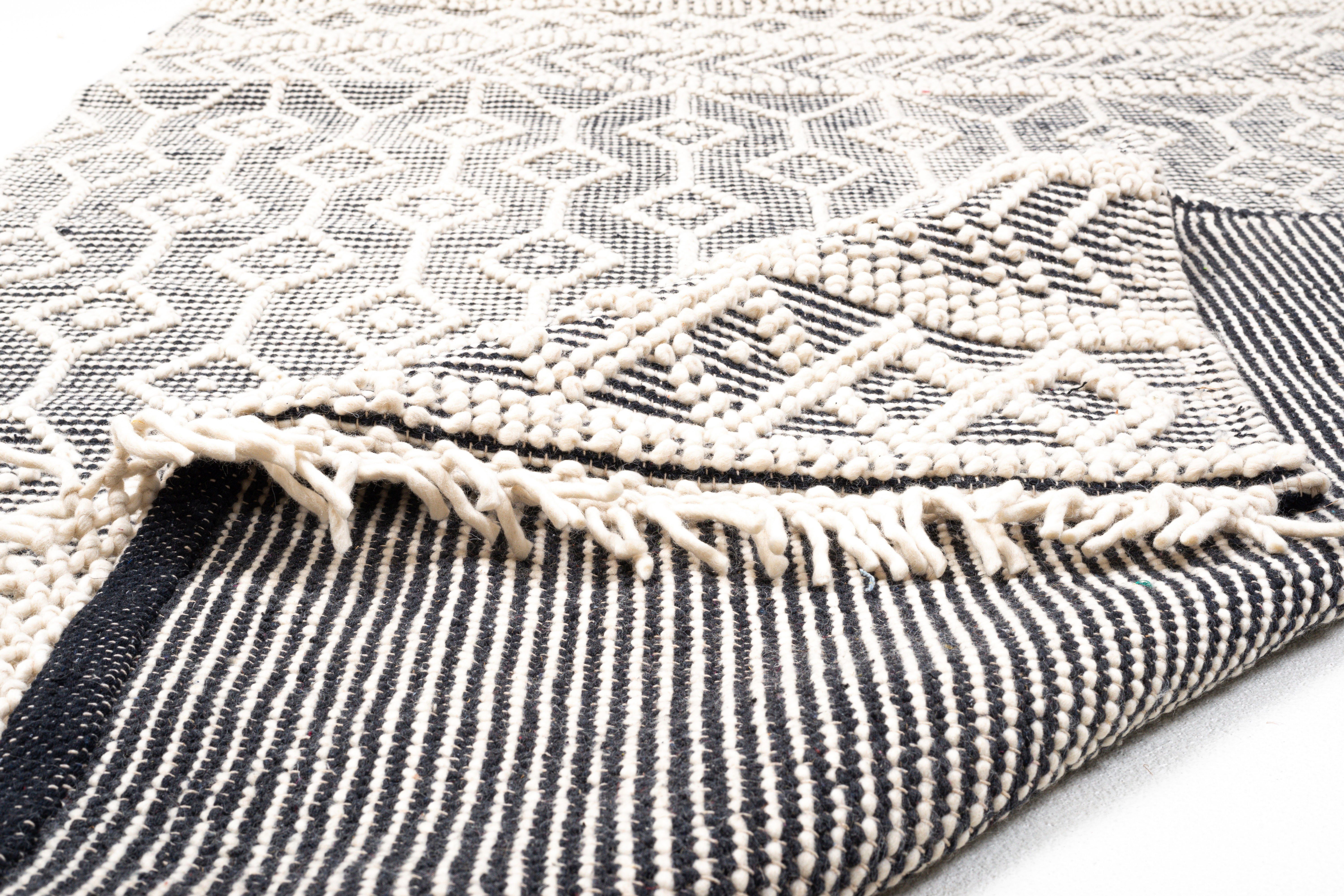 TOM TAILOR HOME Vloerkleed Coloured Macrame Handgeweven vloerkleed, zuivere wol, met de hand geweven, met franje, Scandi design