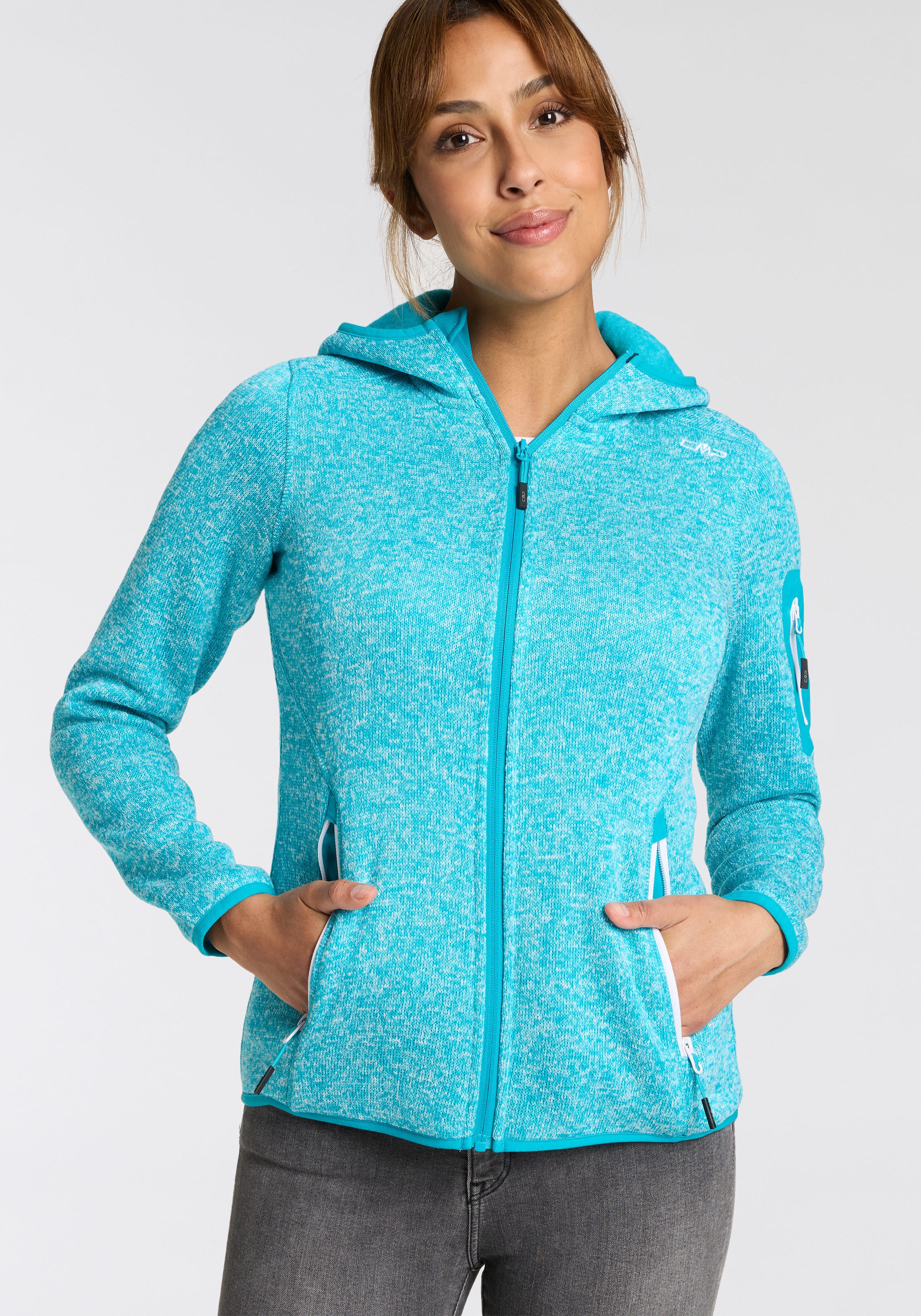 CMP Gebreid fleecejack KNITTED MELANGE HOODY WOMAN HOODY (1 stuk) dames fleece vesten maat 48