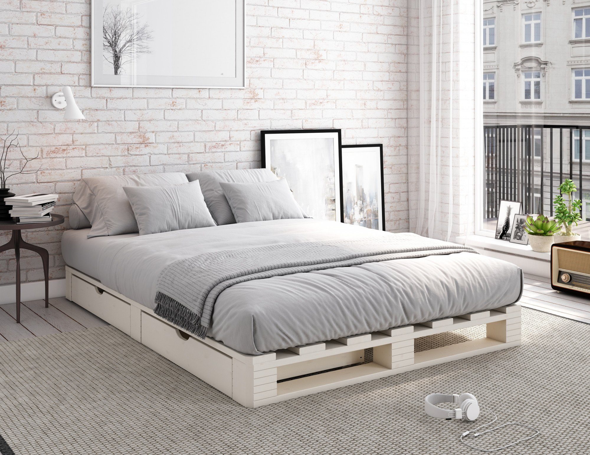 Home affaire Palletbed "ALASCO" BESTSELLER! Met lade gecertificeerd massief hout, uit te breiden tot tweepersoons- of familiebed