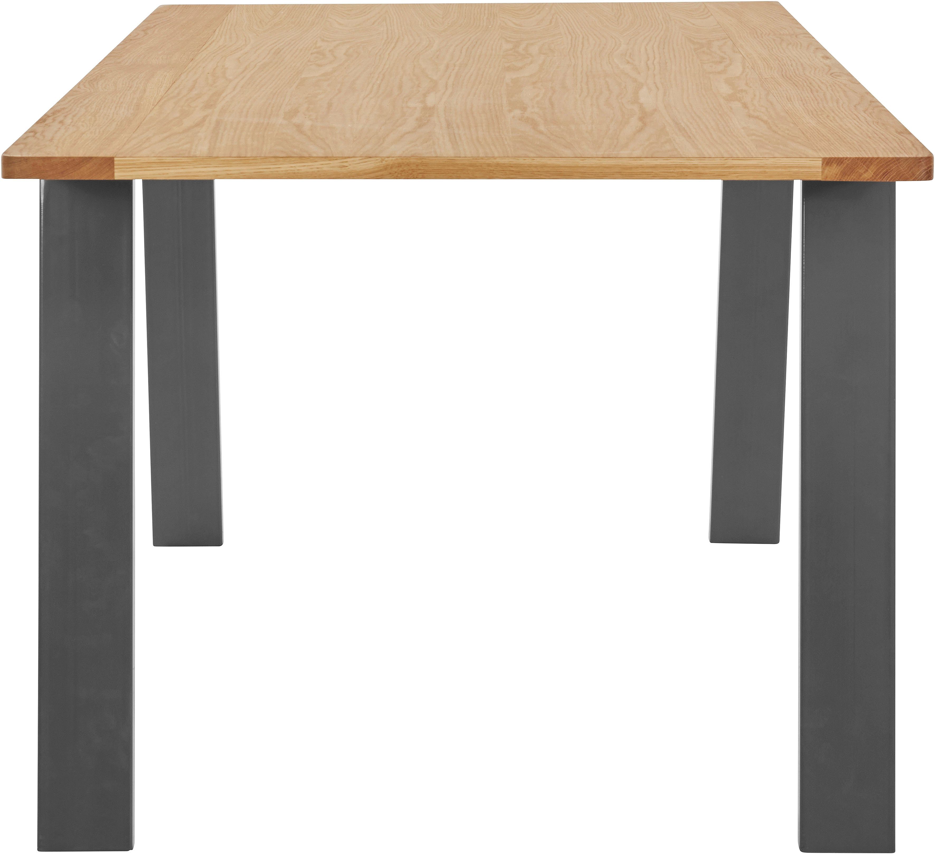 OTTO products Eettafel Flemming Massief eikenhout, 175 cm of 225 cm, elegant gewelfd tafelblad