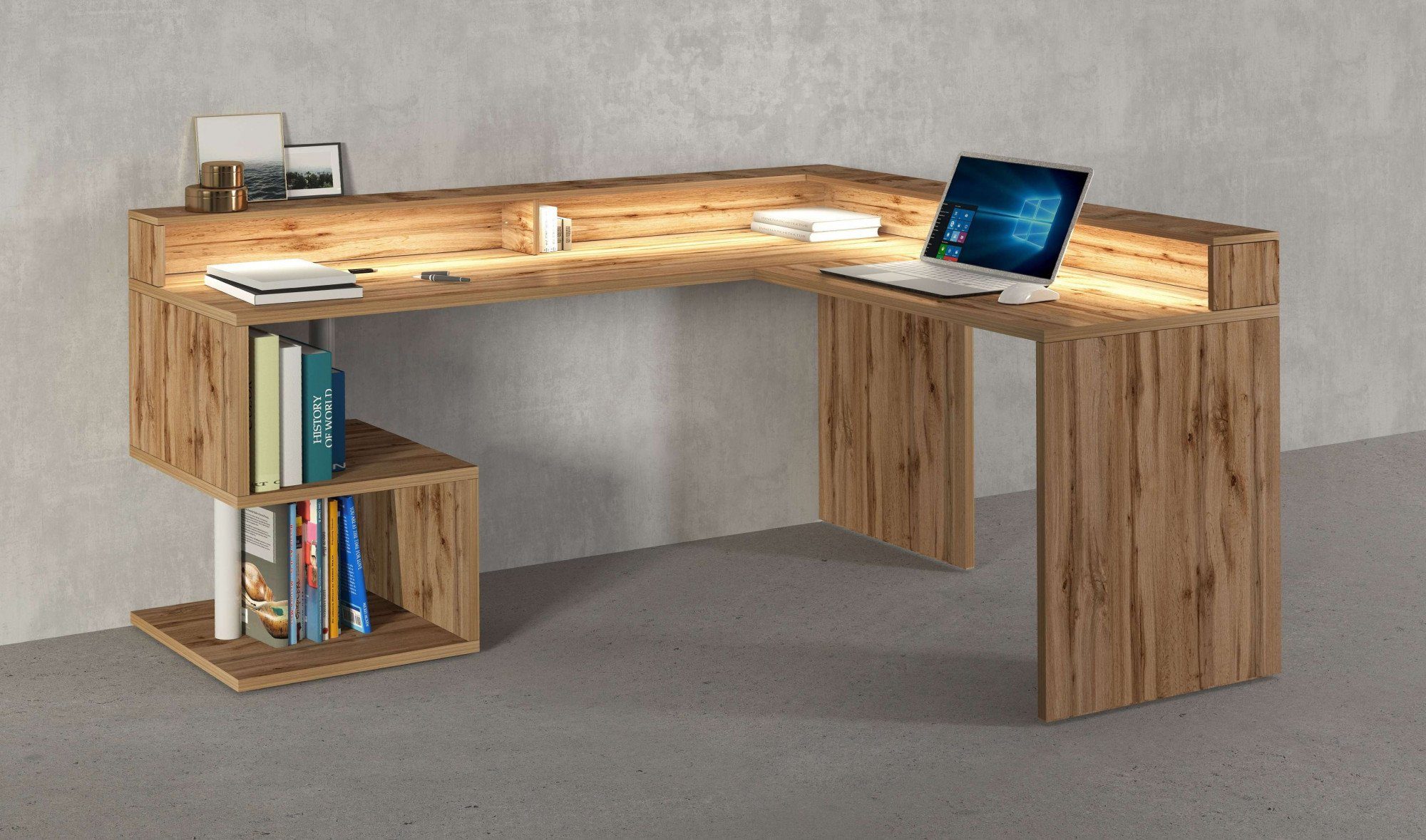 INOSIGN Hoekbureau Esse, Bureau in modern design met of zonder monitorsteun breedte 180/160 cm, made in italy