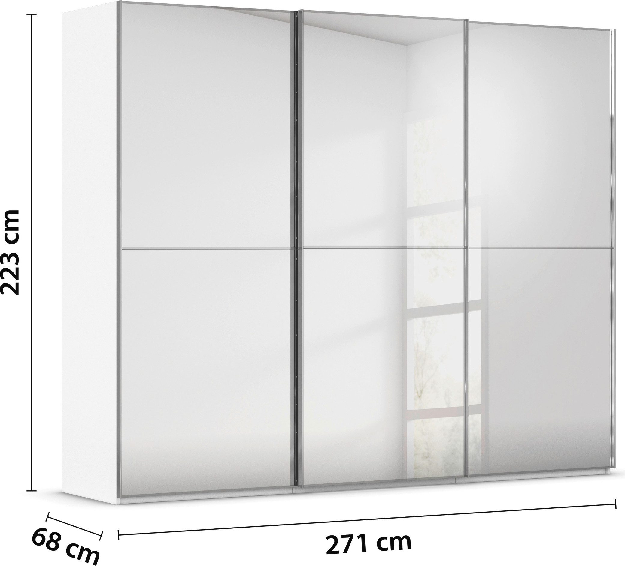 rauch Schuifdeurkast Kledingkast Kast Garderobe Slaapkamerkast SCALE-DUO edel tweedelige deuren spiegelfront en 3 sierlijsten made in germany
