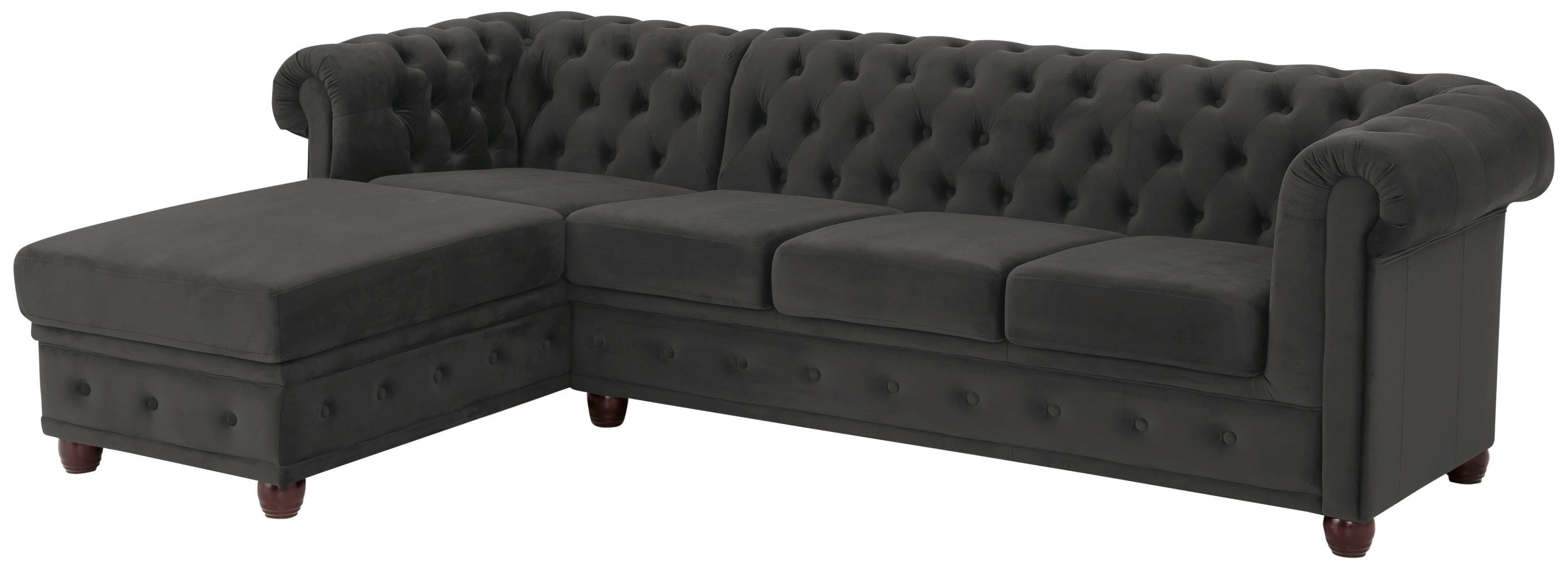 Home affaire Chesterfield-bank New Castle L-vorm hoogwaardige capitonnage in chesterfield-design, bxdxh: 255(171x72)