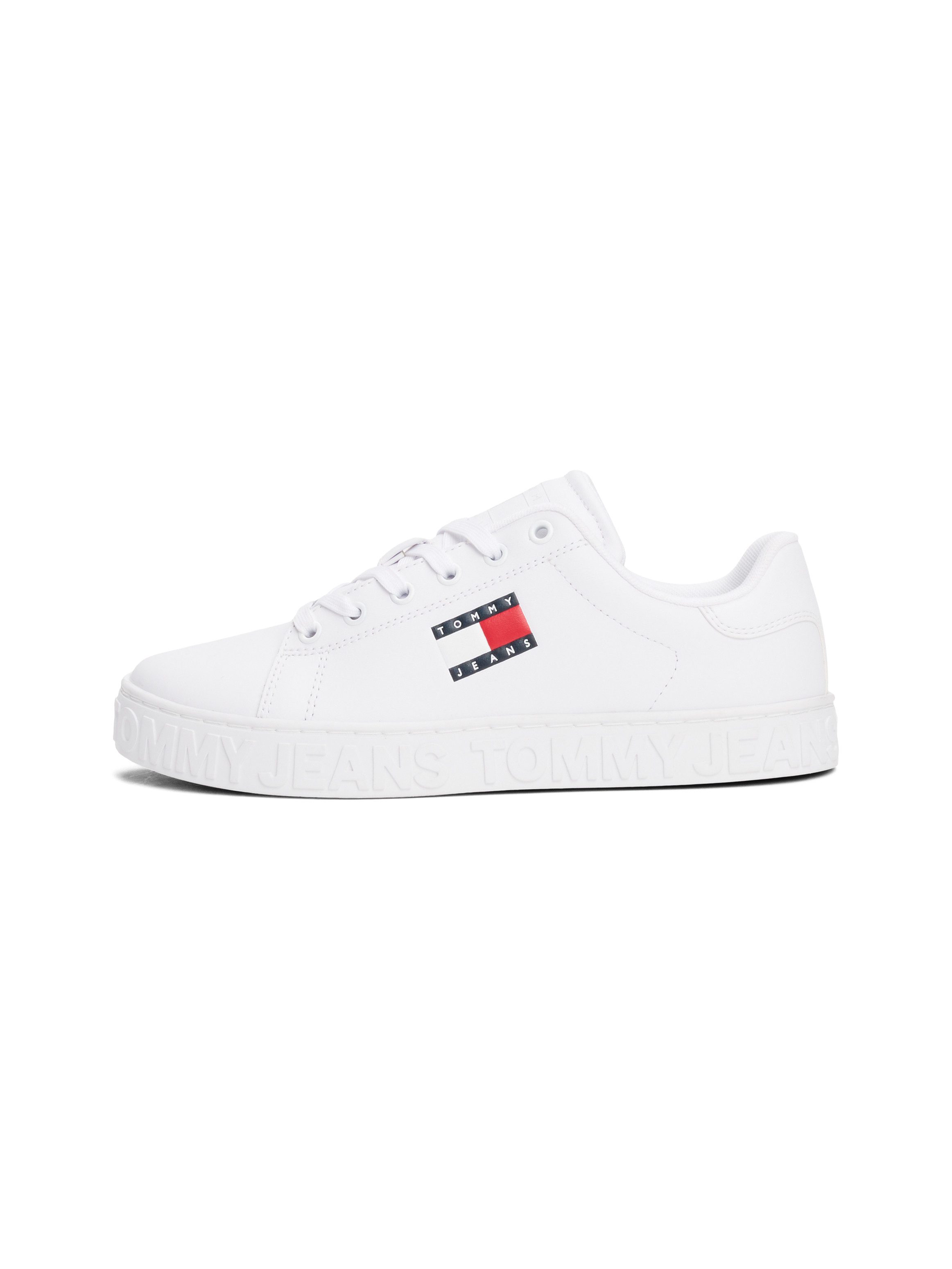 TOMMY JEANS Plateausneakers TJW LOGO OUTSOLE SNEAKER ESS vrijetijdsschoen, lage schoen, veterschoen met zijlogo-vlag
