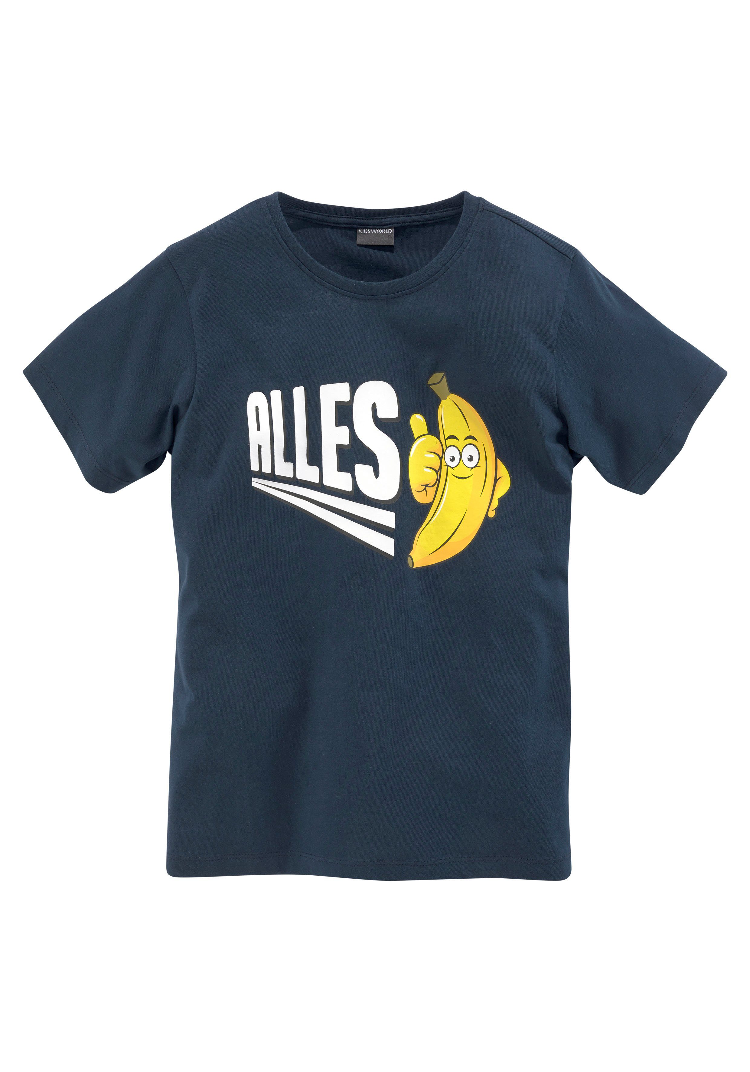 KIDSWORLD T-shirt ALLES BANANE Korte mouwen, basic pasvorm, bedrukt, ronde hals