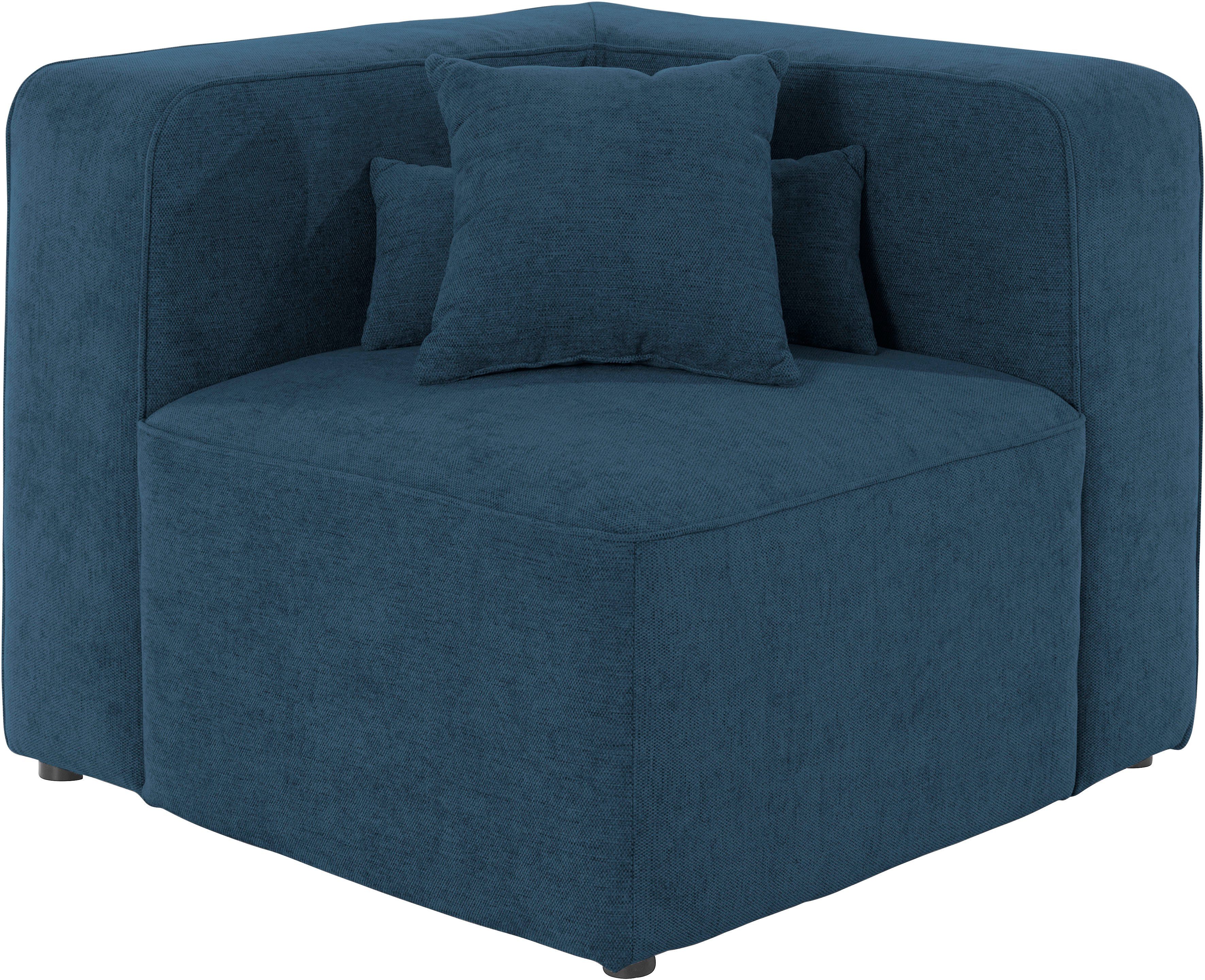 andas Bank-hoekelement Sundstrup Moduleserie, individuele samenstelling blauw, modulaire banken