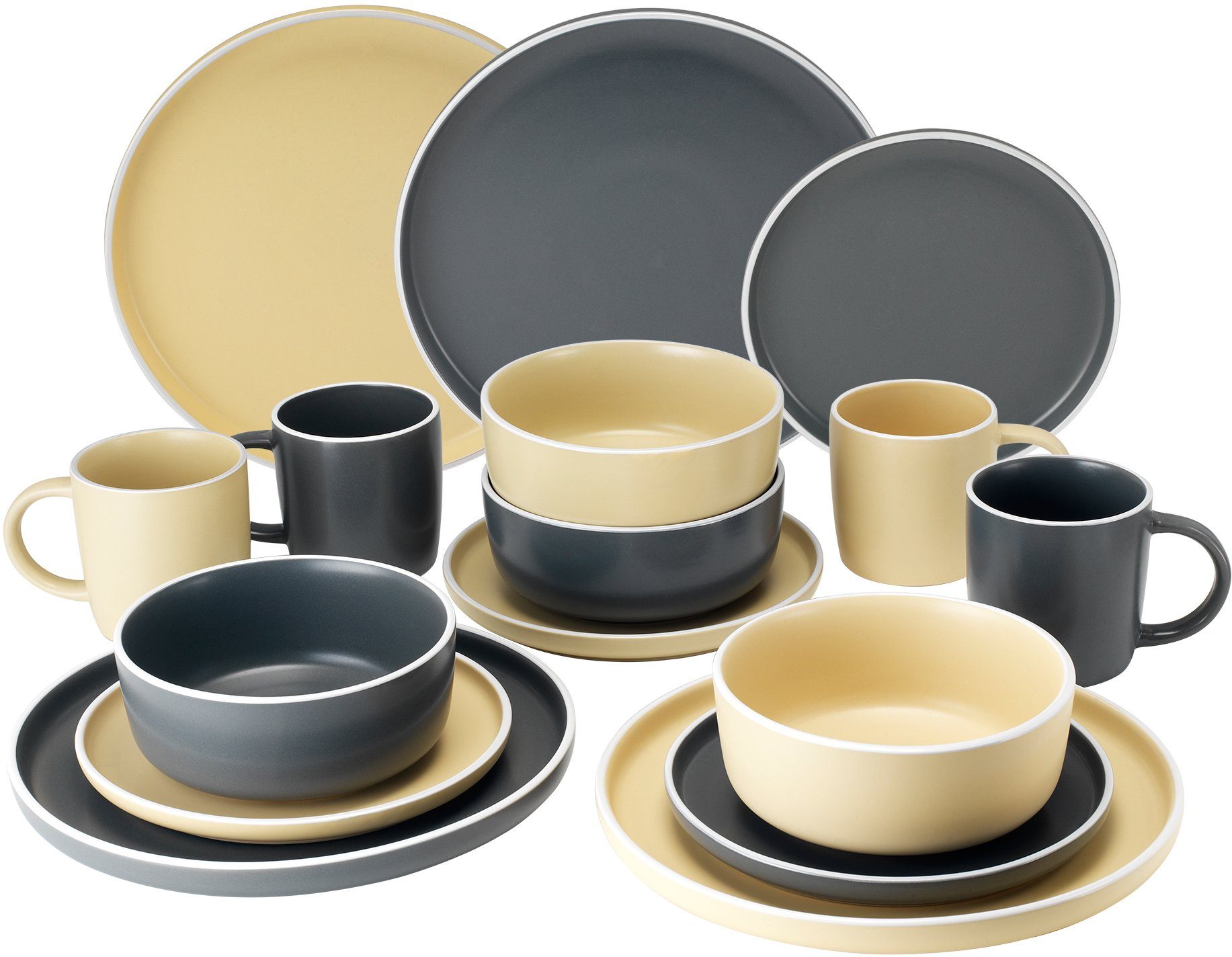 andas Combi-servies Servies, set SKIVE Scandic-stijl, 16 delen, borden, kommen, mokken (set,...