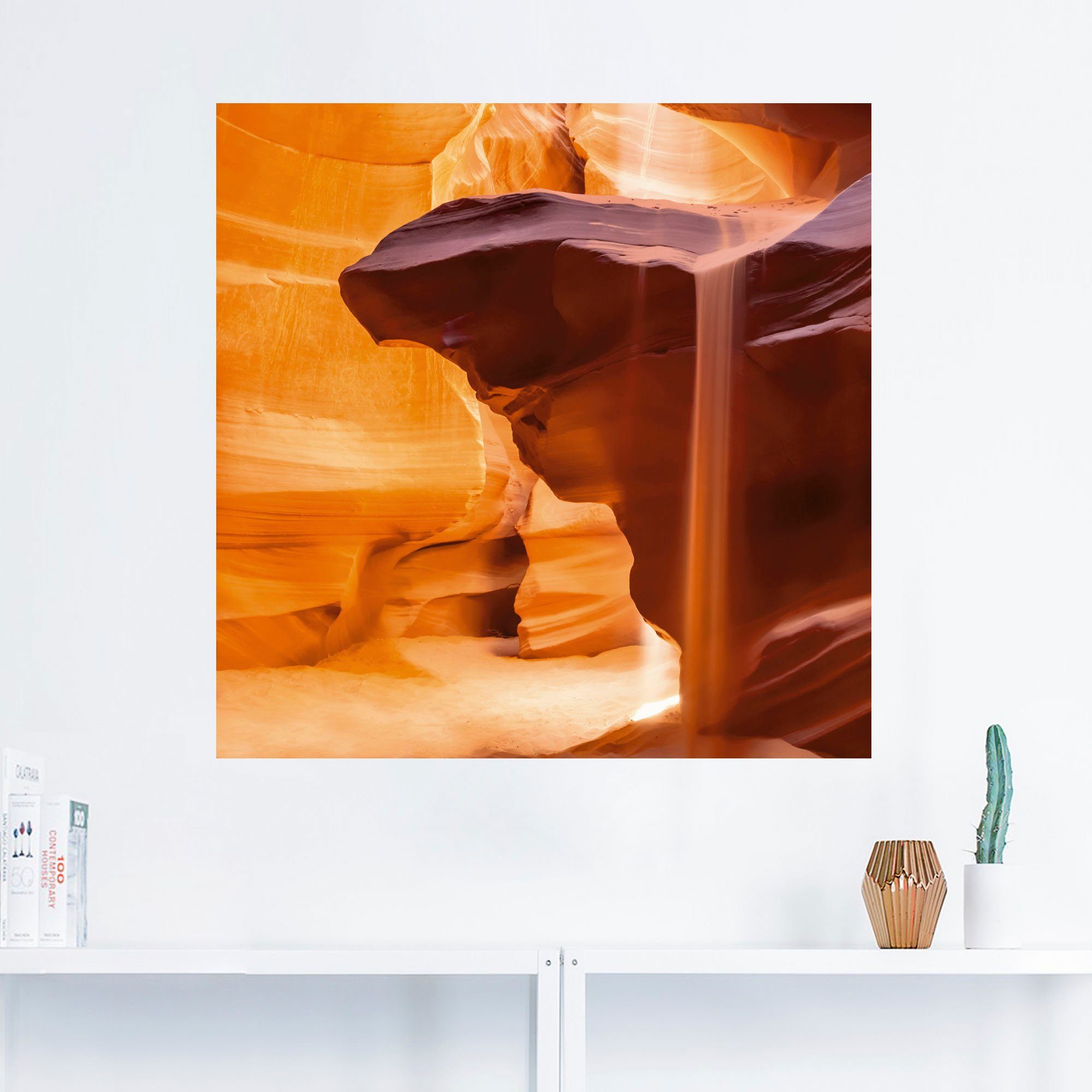 Artland Artprint Antelope Canyon zandstorm als artprint van aluminium, artprint op linnen, muursticker of poster in verschillende maten