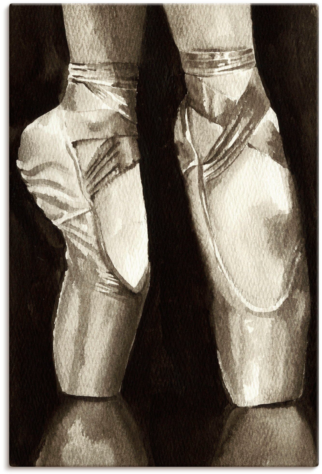 Artland Artprint Balletschoenen II als artprint op linnen, poster in verschillende formaten maten foto schilderijen maat 40 cm x 60 cm zwart