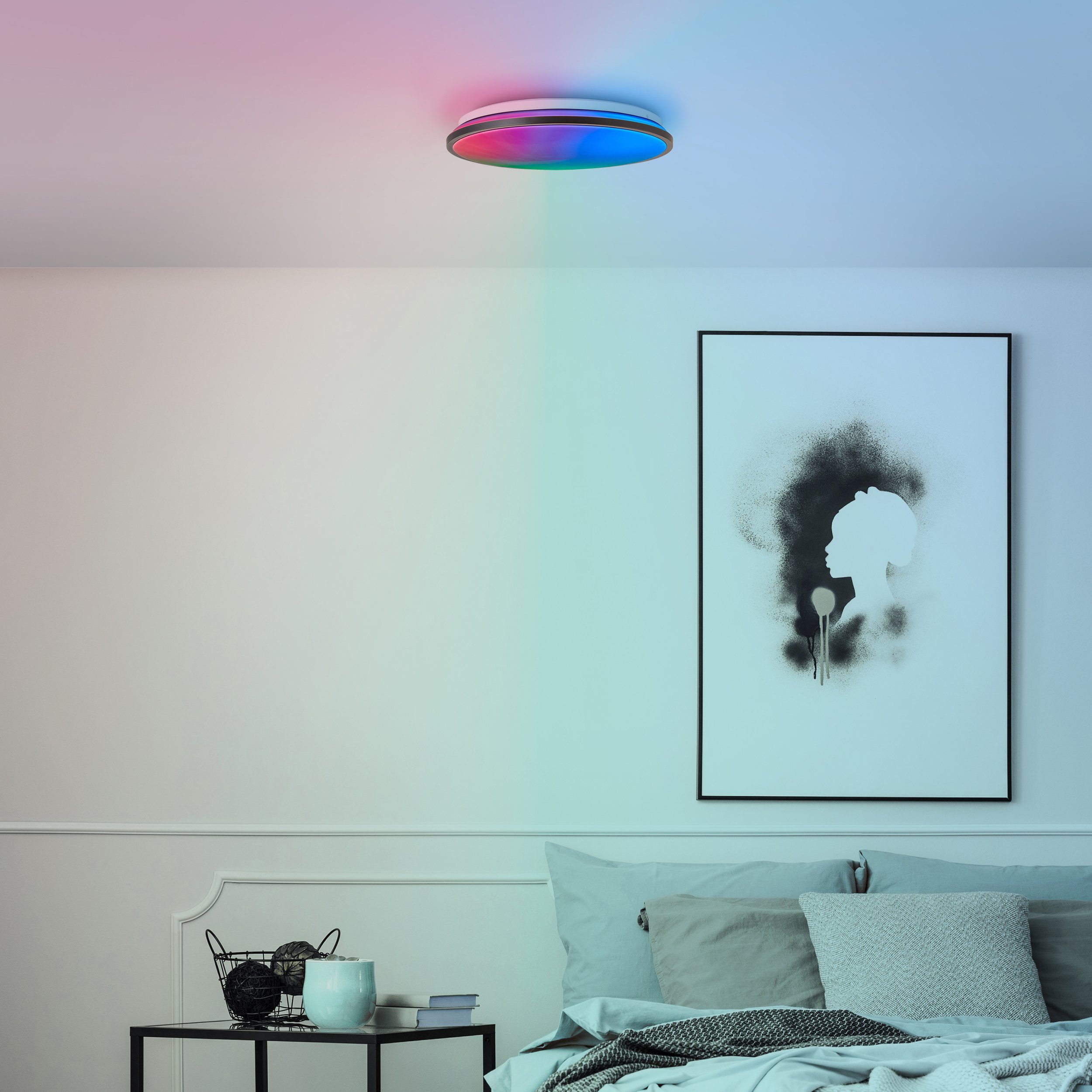 Brilliant Leuchten Led-plafondlamp Heida 2500 lm, ø 40 cm, metaal/kunststof, zwart