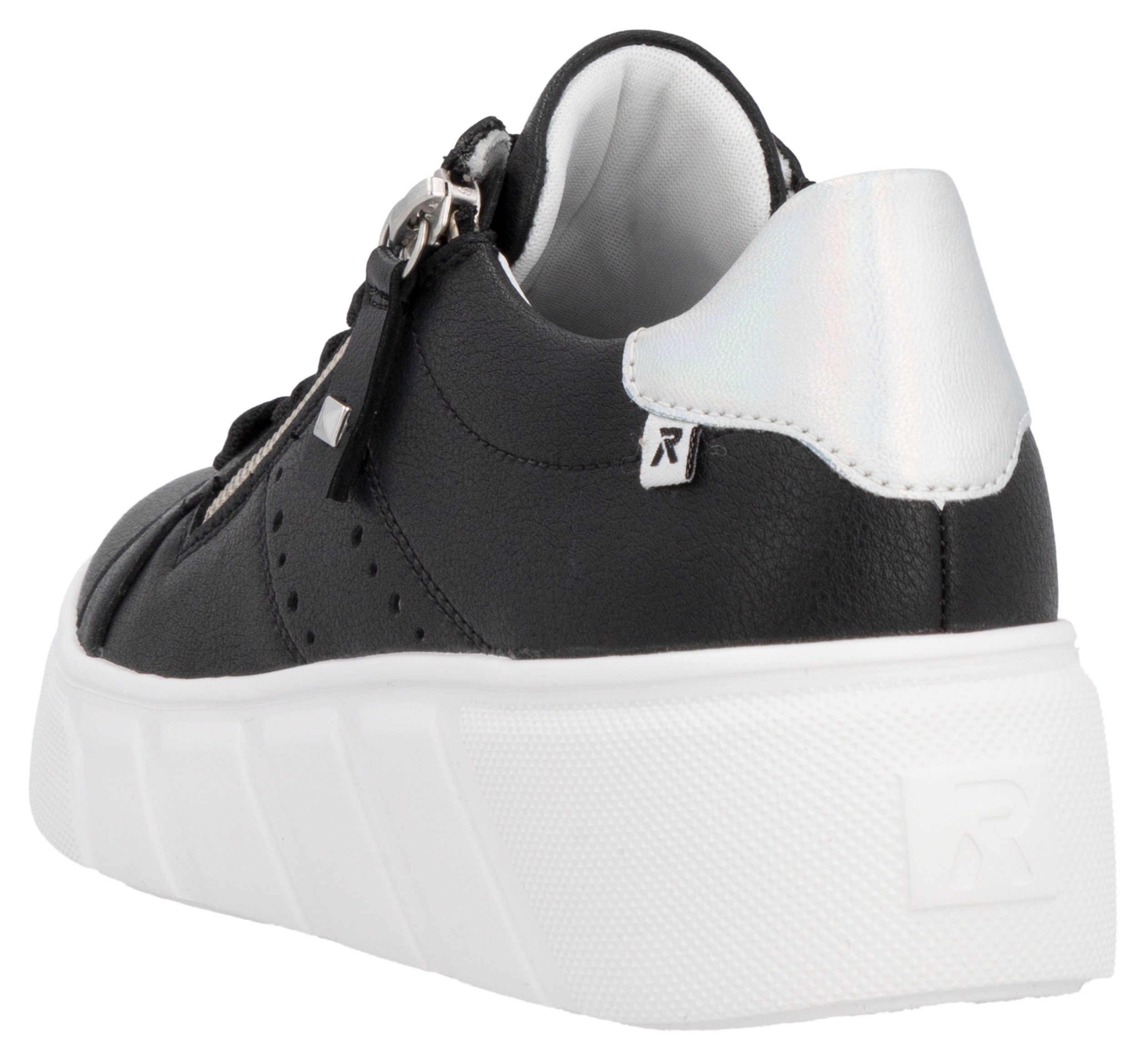 RIEKER Sport Plateausneakers , vrijetijdsschoen, lage schoen, veterschoen met zijlijke perforatie