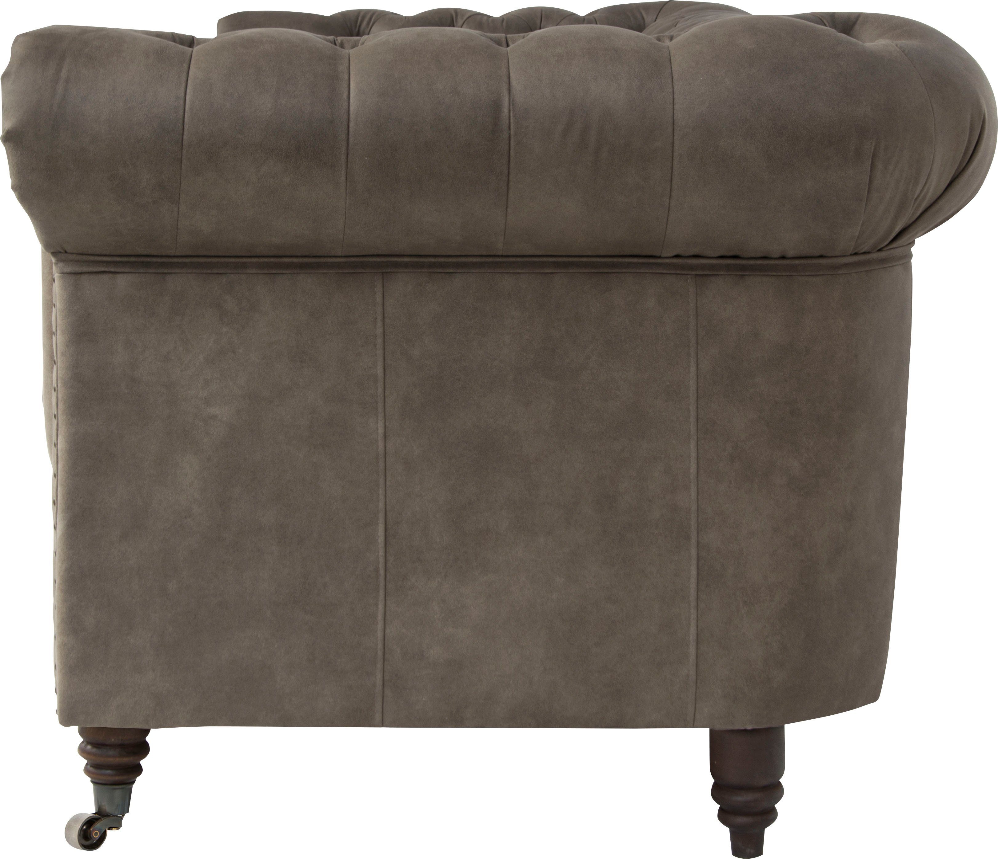 Home affaire Chesterfield-fauteuil Aarburg fauteuil luxueuze capitonnage en siernagels in chesterfield-design