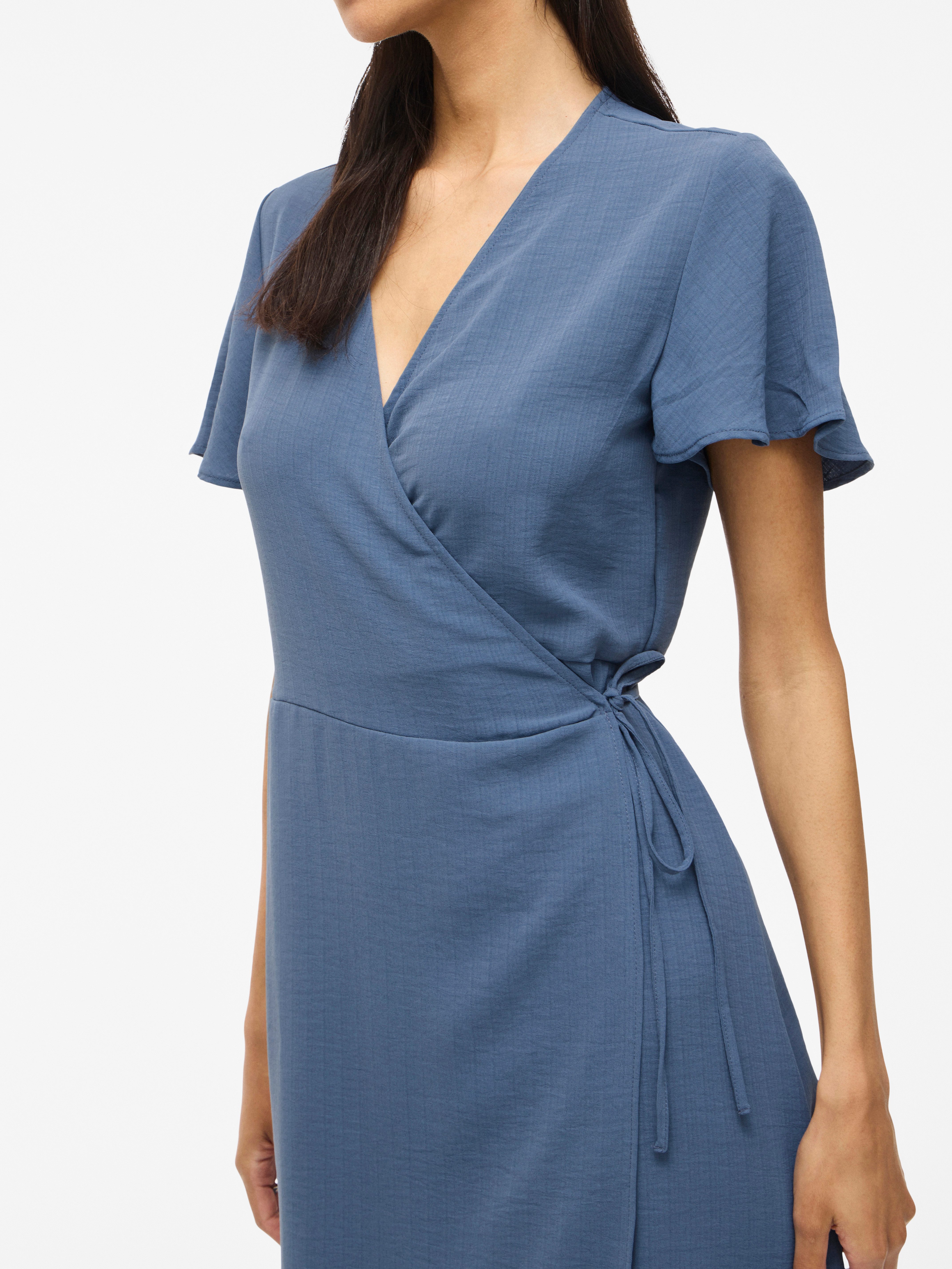 Vila Wikkeljurk VILOVIE S/S WRAP MIDI DRESS - NOOS