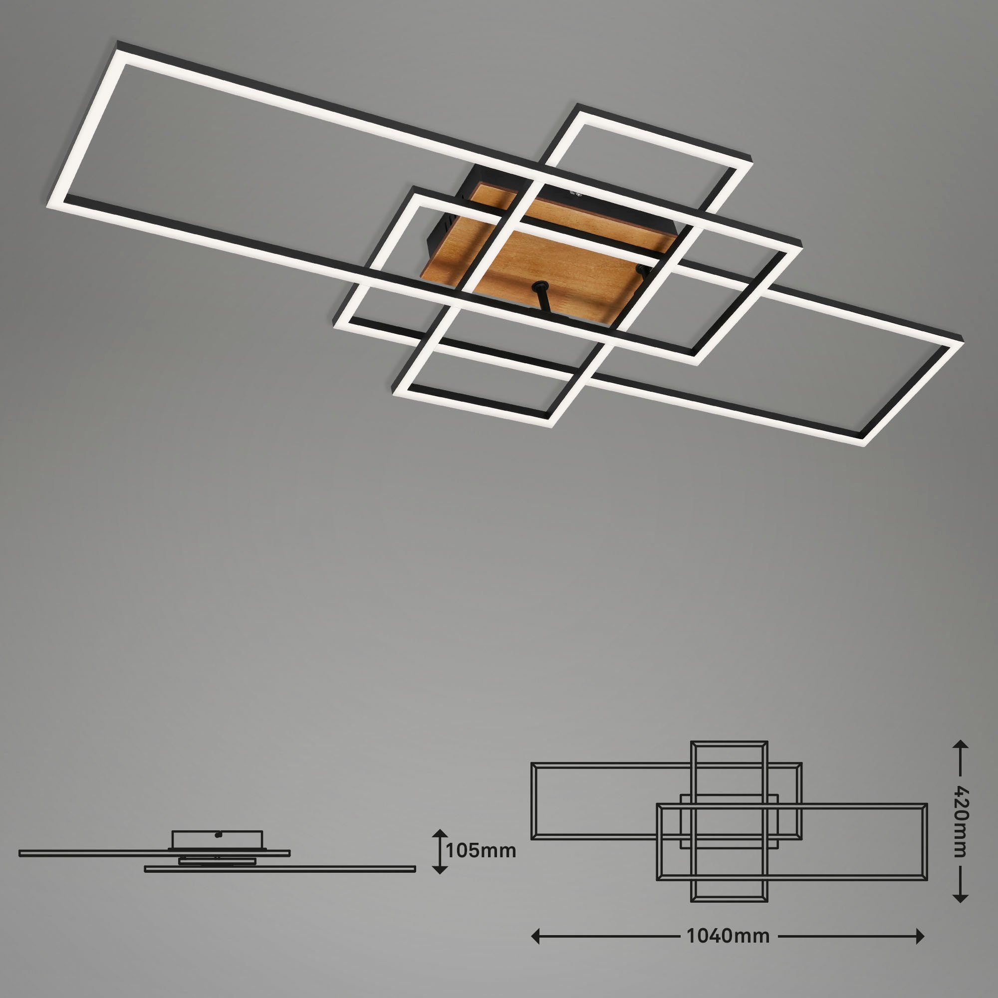 Briloner Leuchten Led-plafondlamp 3156018 FRAME Plafondlamp, 104x42x10 cm, chroom, 55W, woonkamer, slaapkamer, keuken