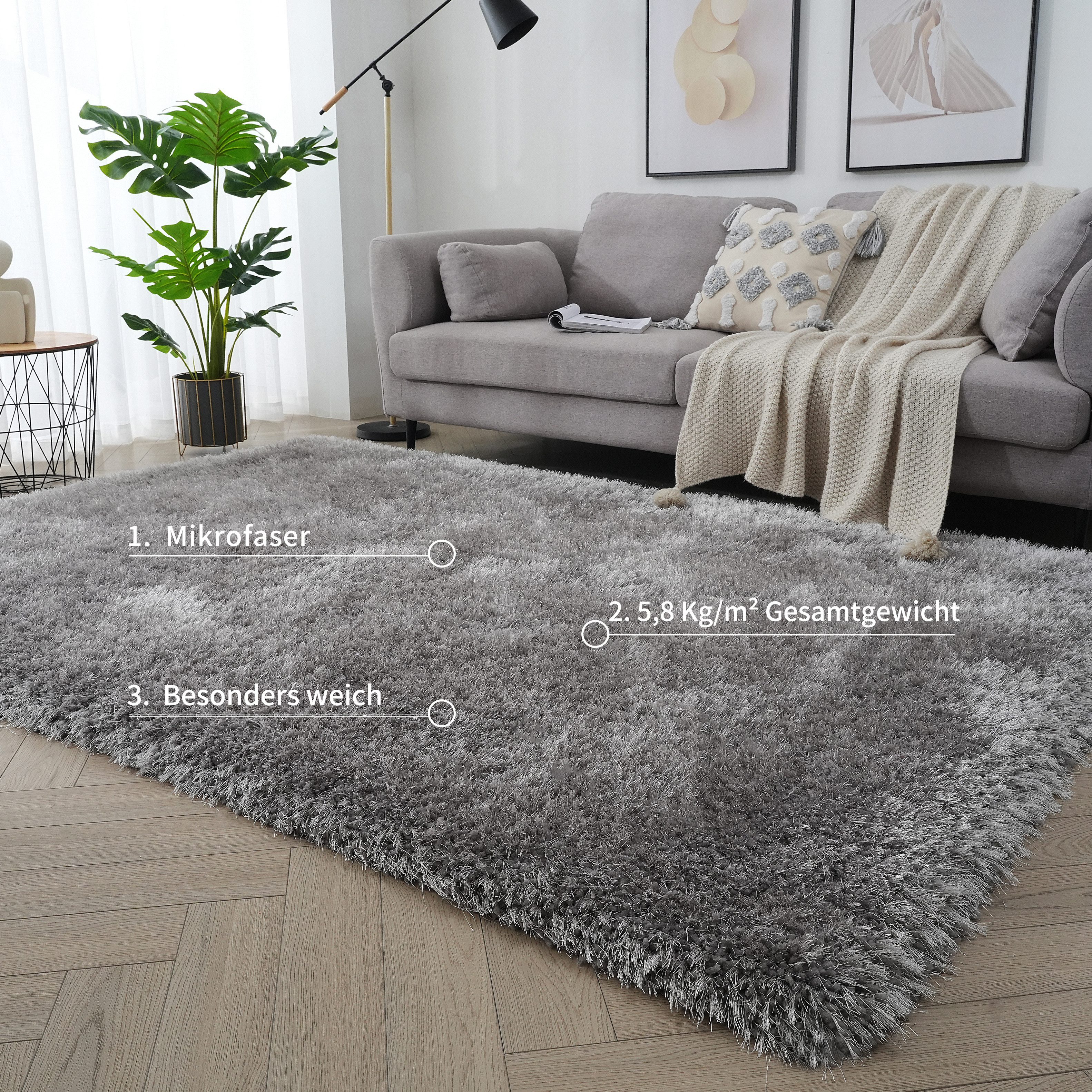 Guido Maria Kretschmer Home&Living Hoogpolig vloerkleed Micro exclusieve tapijt, zeer hoge pool, zacht door microvezel