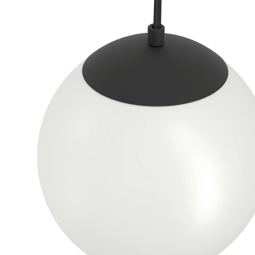 EGLO Hanglamp Rondo 3 Hanglamp, eettafellamp van zwart metaal en wit glas, E27 (1 stuk)