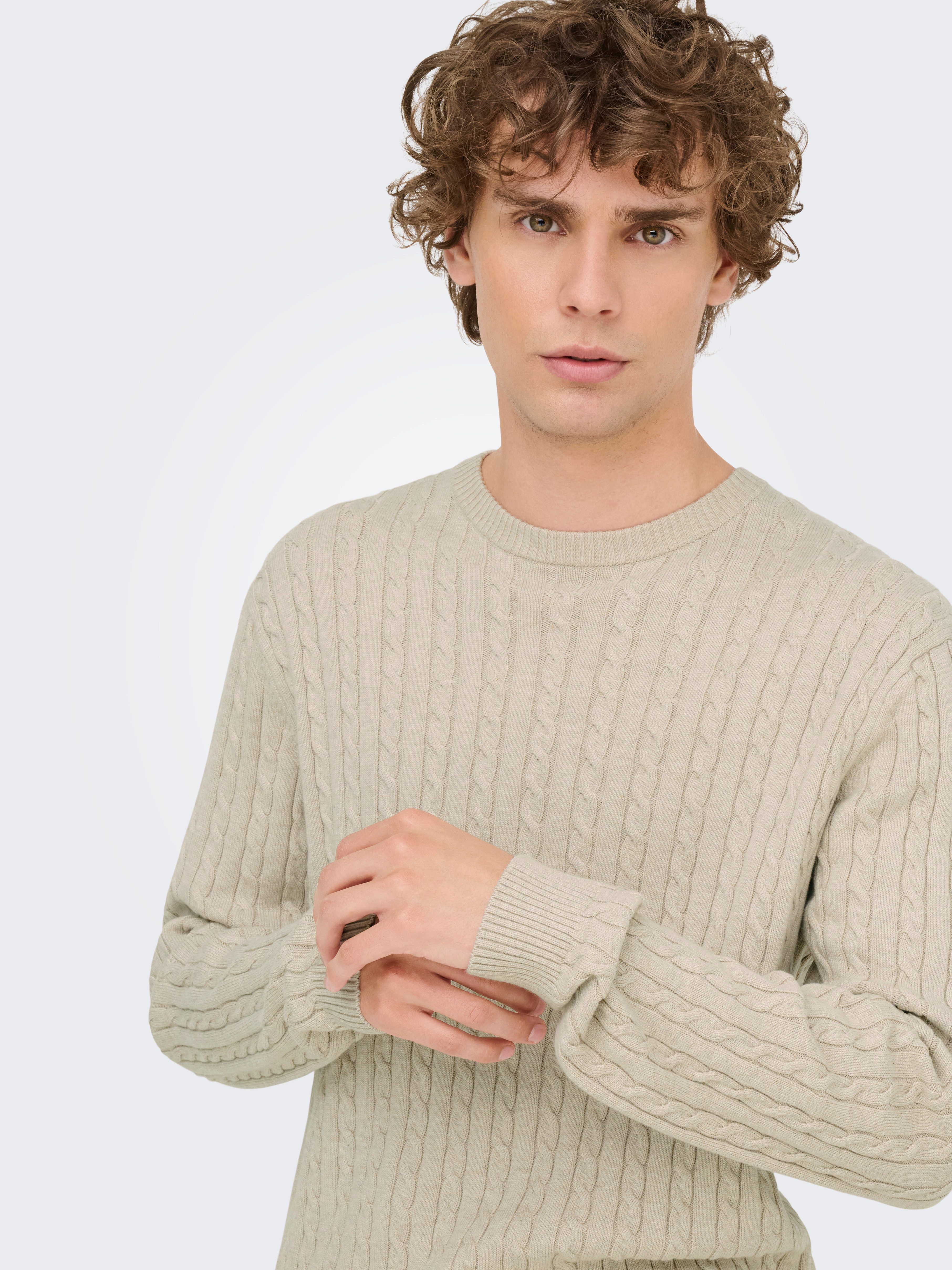 ONLY & SONS Gebreide trui ONSLOUI REG 12 CABEL CREW KNIT NOOS