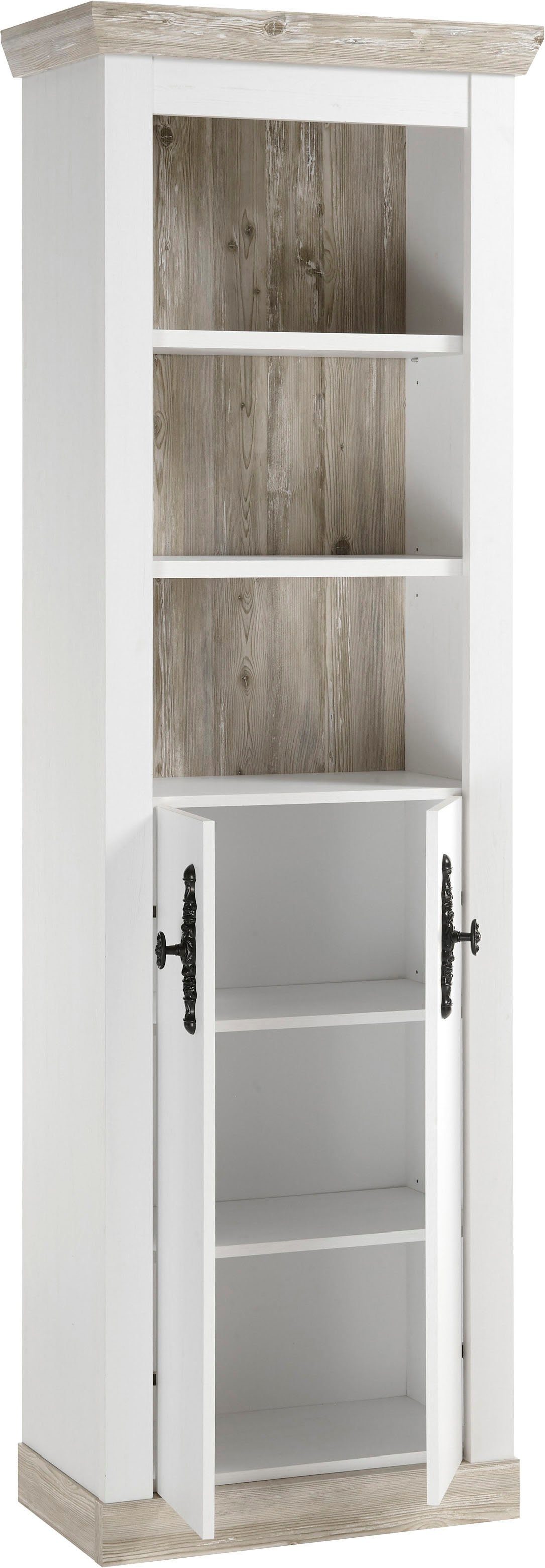 Home affaire Hoge kast Florenz, Badschrank im Landhausstil, Schrank mit Metallgriffen