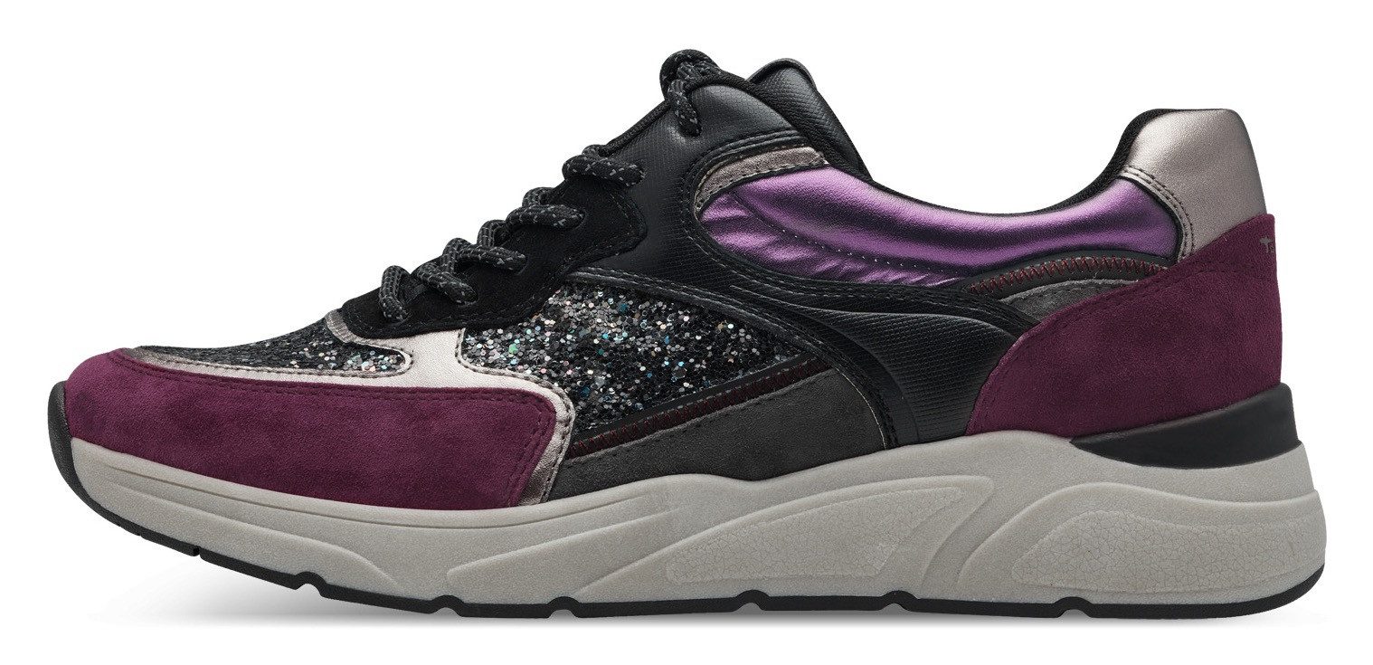 Tamaris Sneakers met sleehak veterschoenen, lage schoen, vrijetijdsschoen, kleurrijke contrastafwerkingen