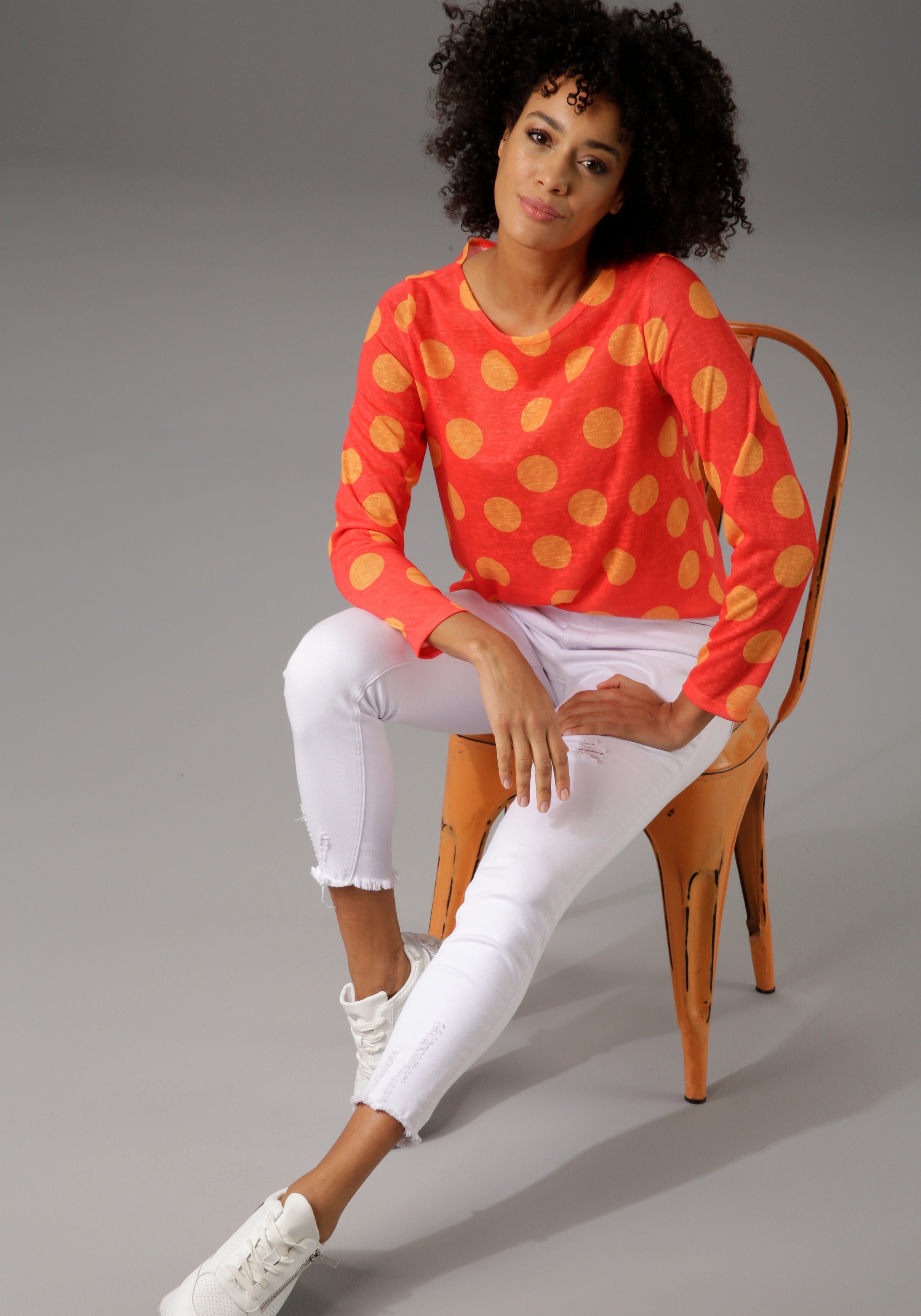 Aniston CASUAL Shirt met lange mouwen met punten