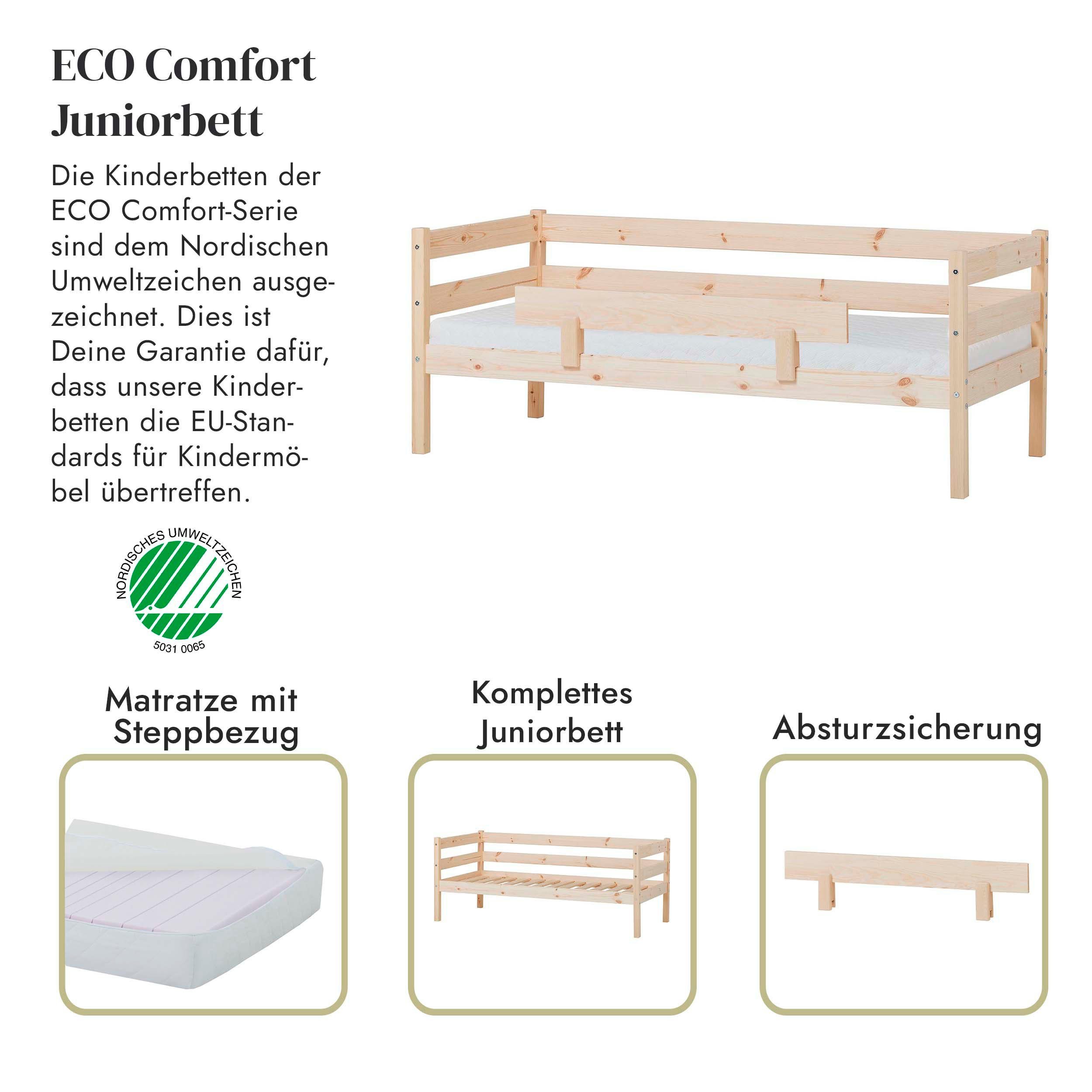 Hoppekids 1-persoonsledikant ECO Comfort kinderbed, massief grenenhout, tienerbed inclusief lattenbodem (set)