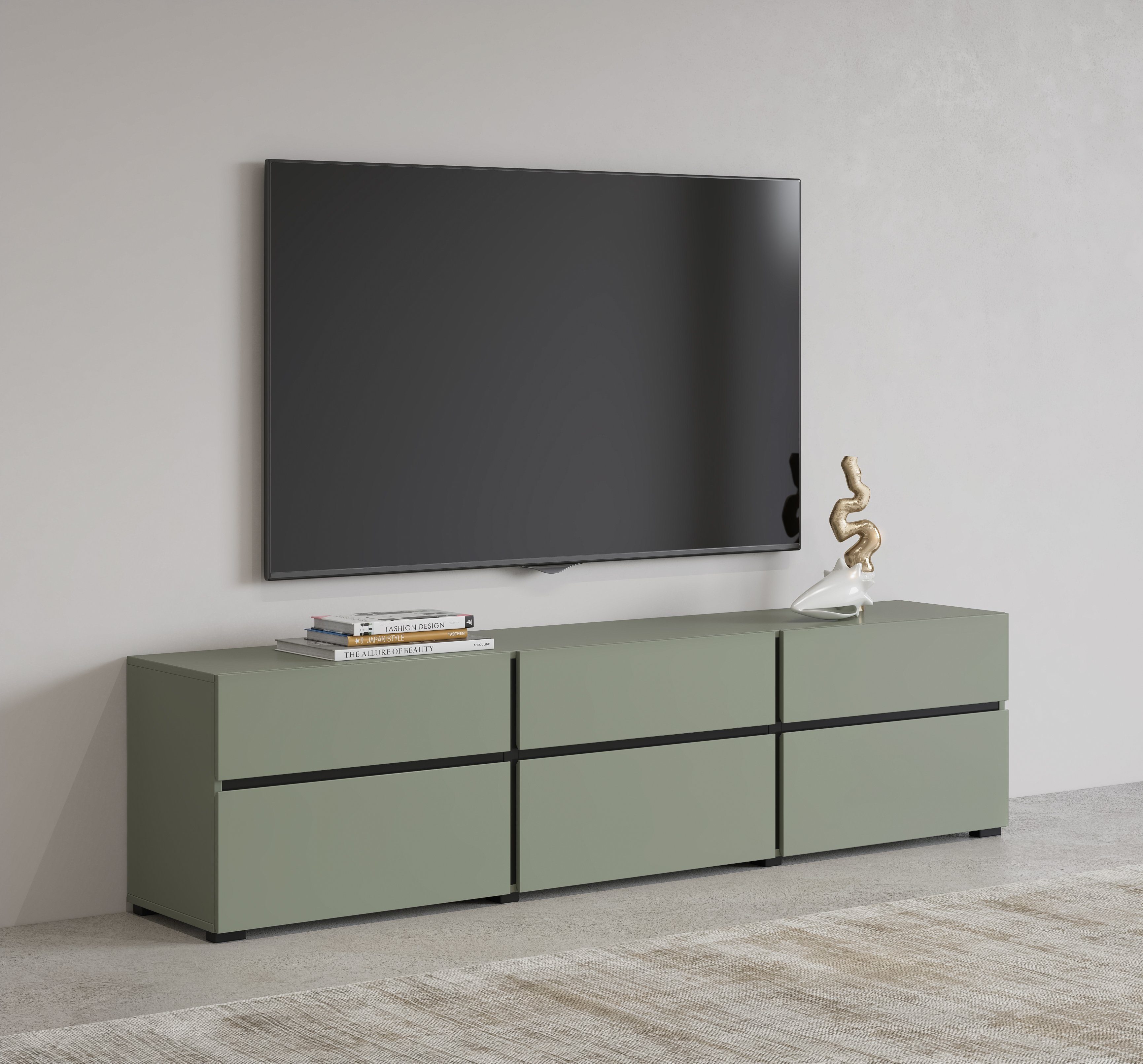 INOSIGN Tv-meubel Cross, moderne greeploze TV-kast,3 kleppen/3 laden Breedte 180 cm, TV-kast...