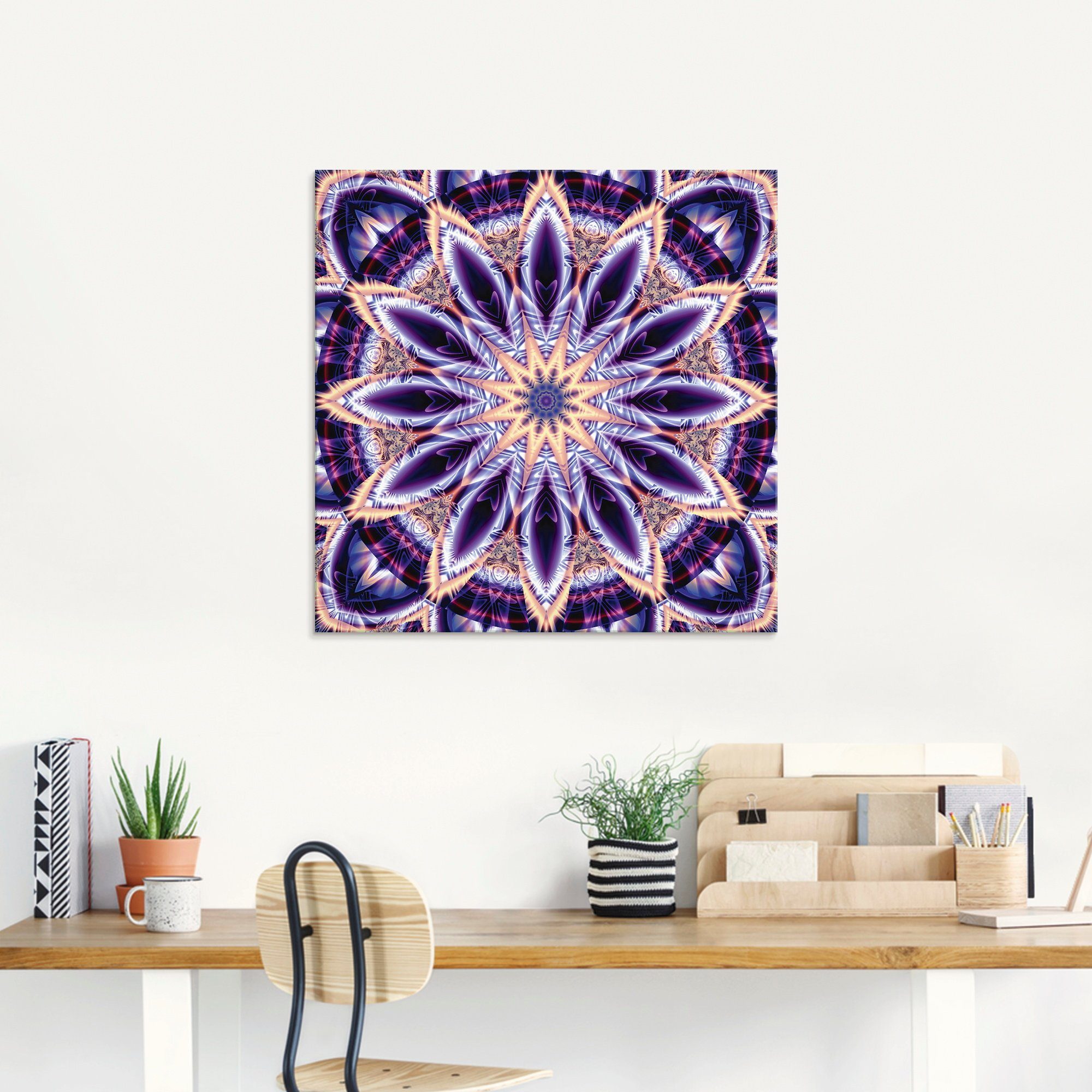 Artland Print op glas Mandala ster paars in verschillende maten