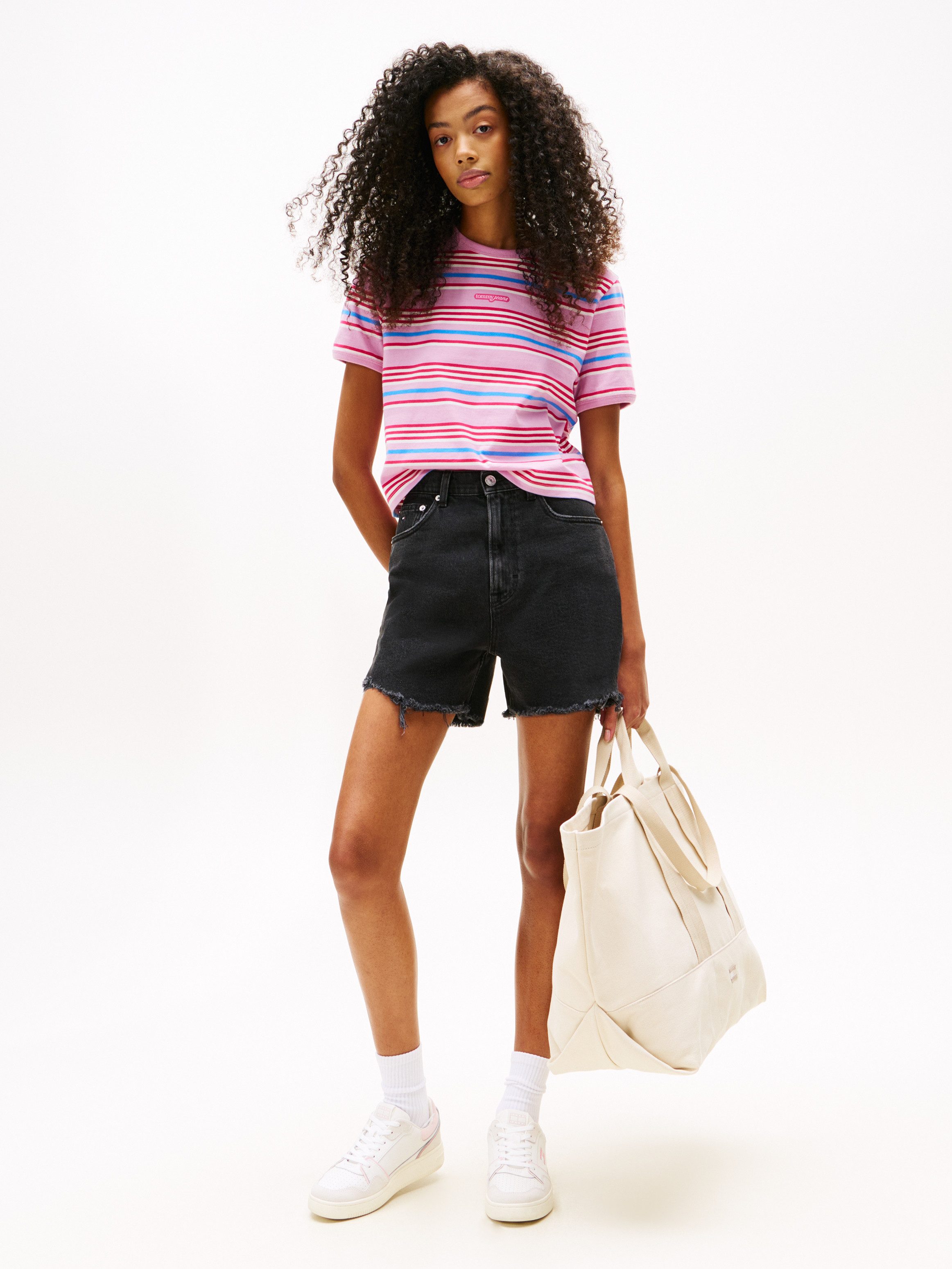 TOMMY JEANS Shirt met korte mouwen TJW REG SH SCRIPT STRIPE TEE
