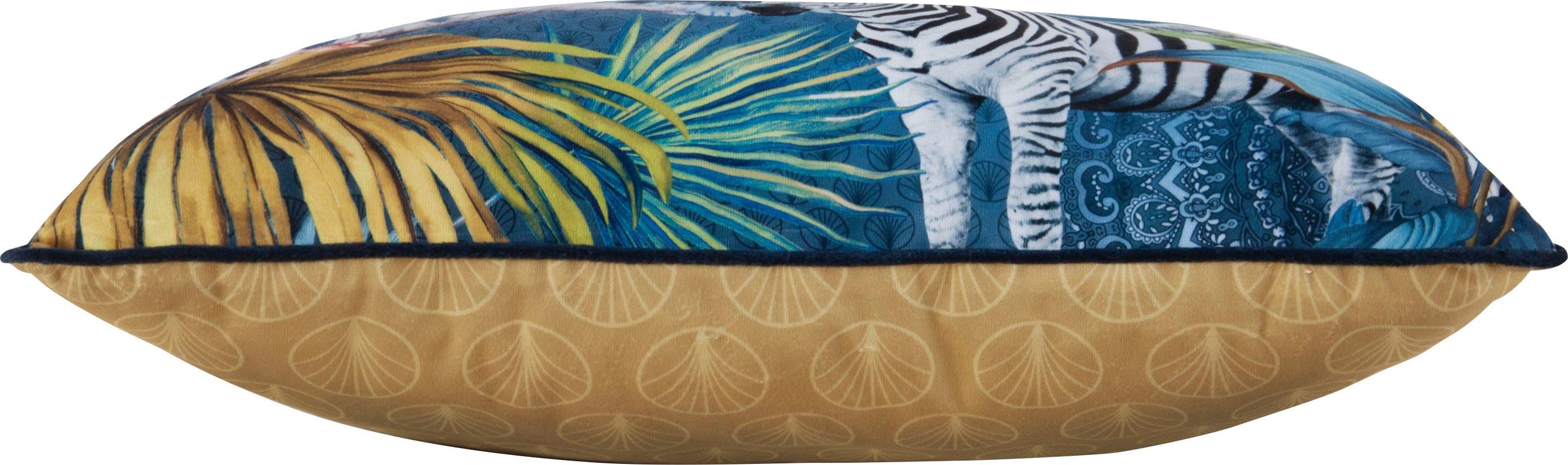hip Sierkussen Laska Met vulling, 1 stuk, Met Bies, 30x60, Omkeerbaar, Zacht, Zebra, Blauw (1 stuk)
