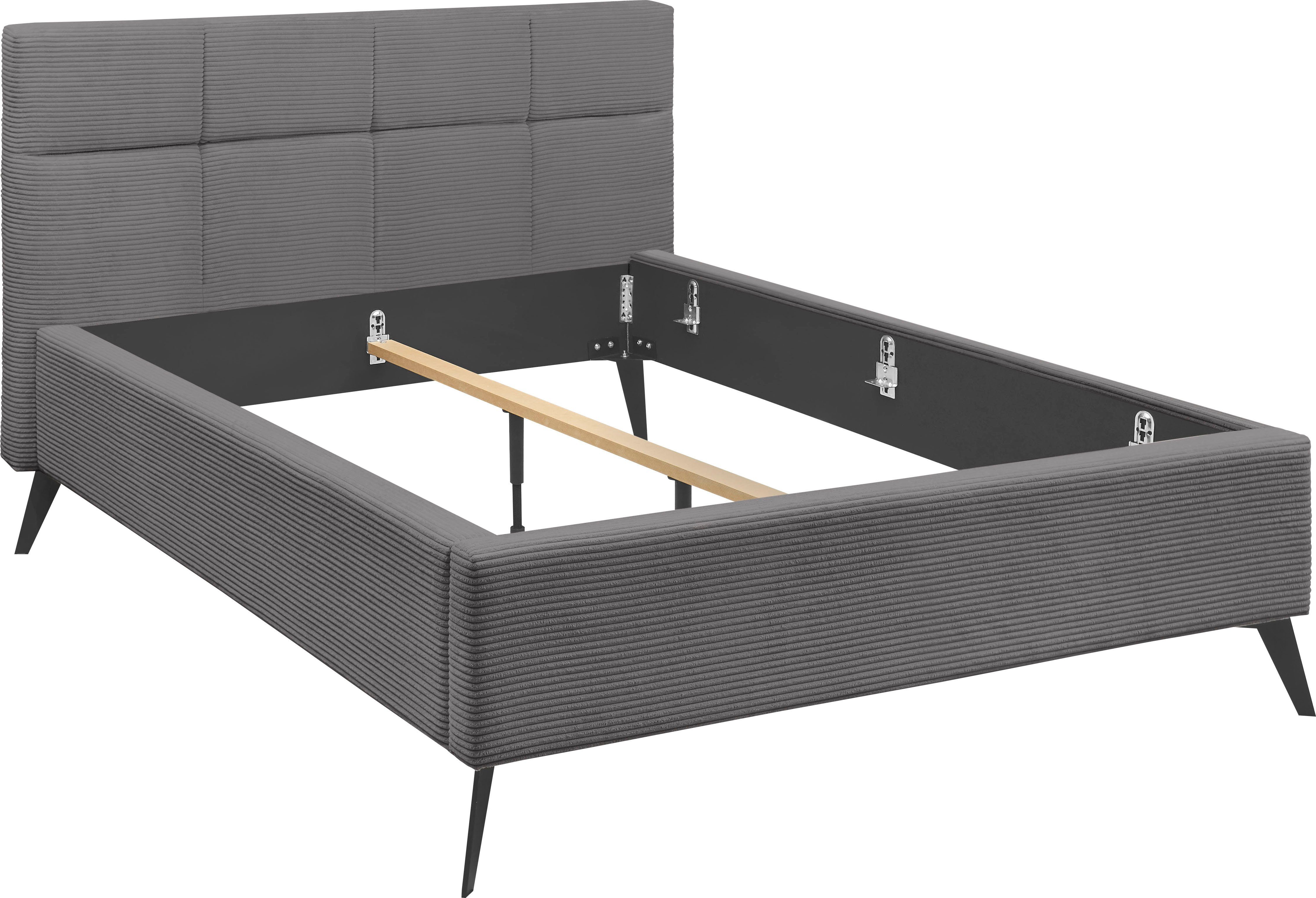 set one by Musterring Gestoffeerd bed Cary naar keuze met matras en lattenbodem, zwarte metalen poten