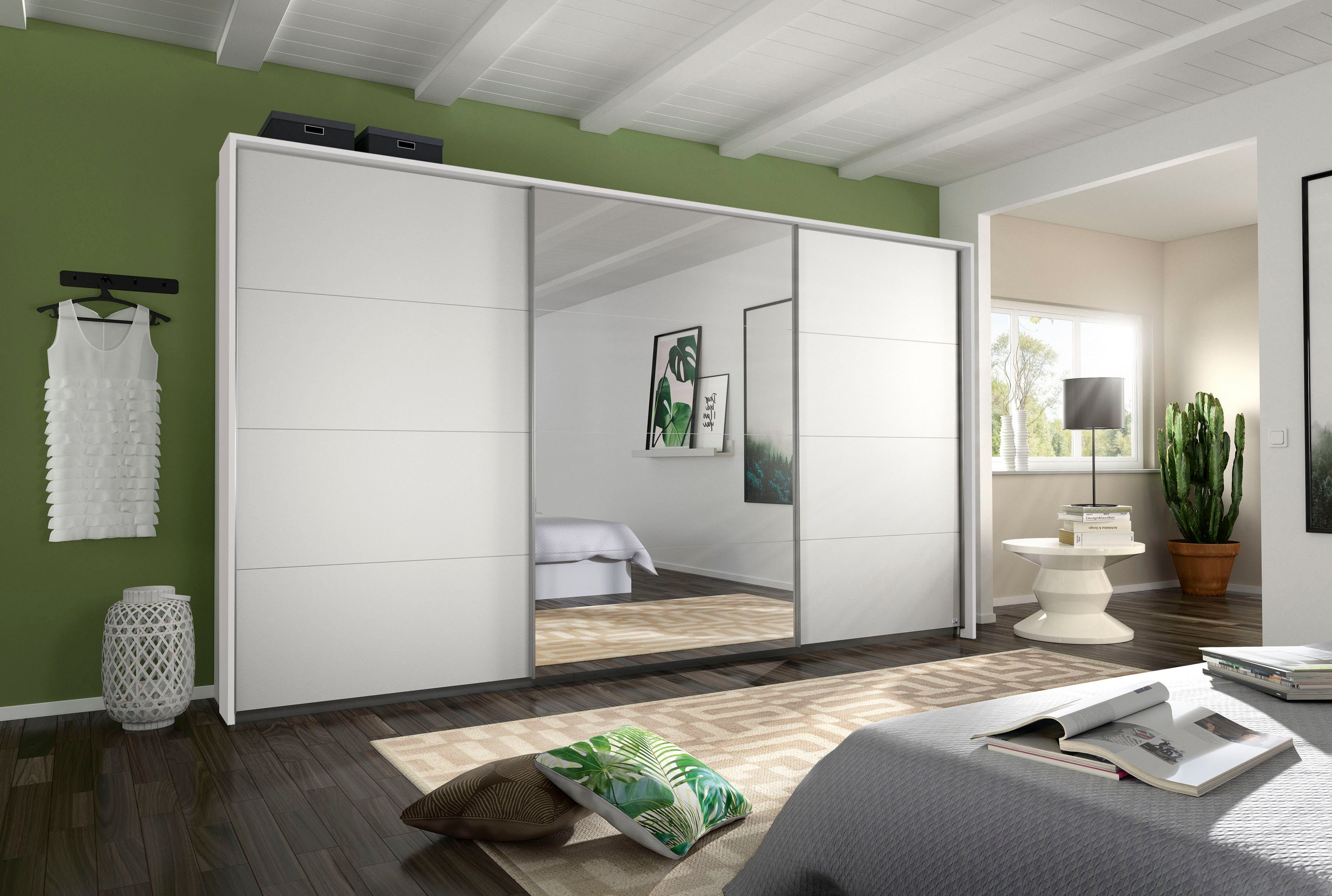 rauch Schuifdeurkast Kledingkast kast garderobe CORTONA met passe-partout en optionele verlichting inclusief indeling 2 boxen en planken