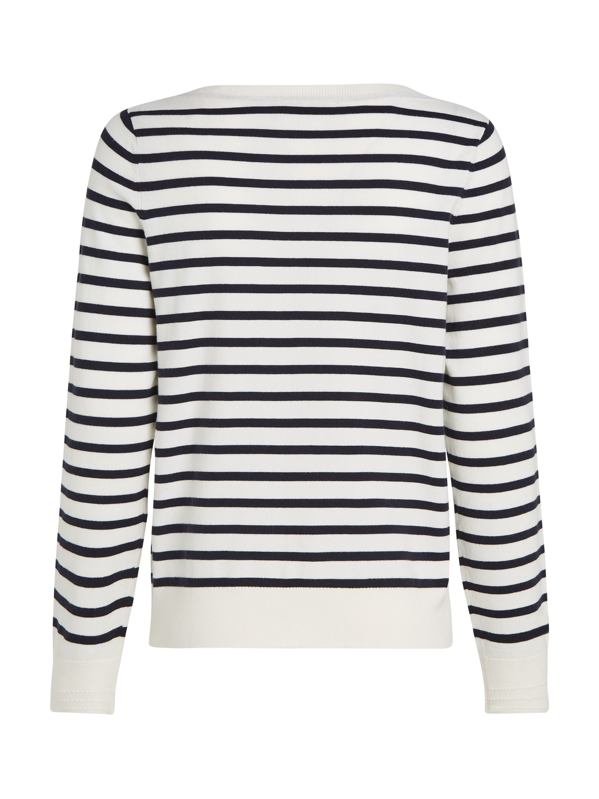 Tommy Hilfiger Gebreide trui CO JERSEY STITCH BOAT-NK SWEATER met -merklabel op de mouw