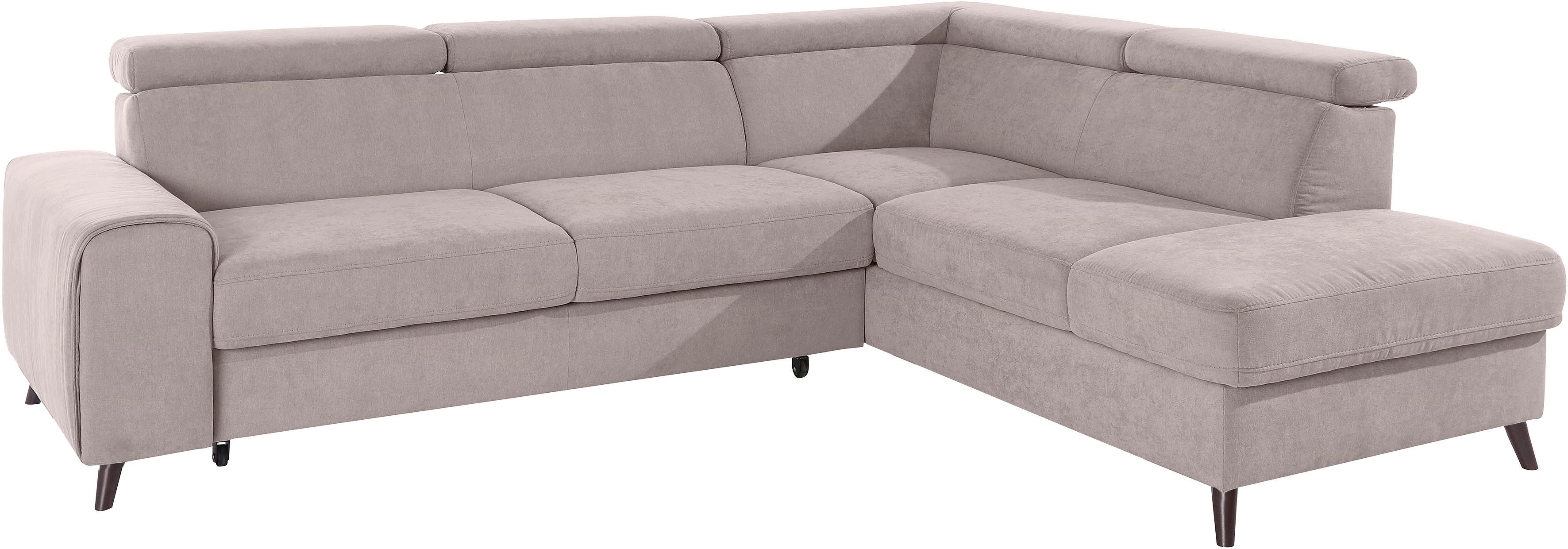 exxpo - sofa fashion Hoekbank Forza, comfortabel zitcomfort en actueel design, L-vorm inclusief verstelbare hoofdsteun, naar keuze met slaapfunctie en bedkist