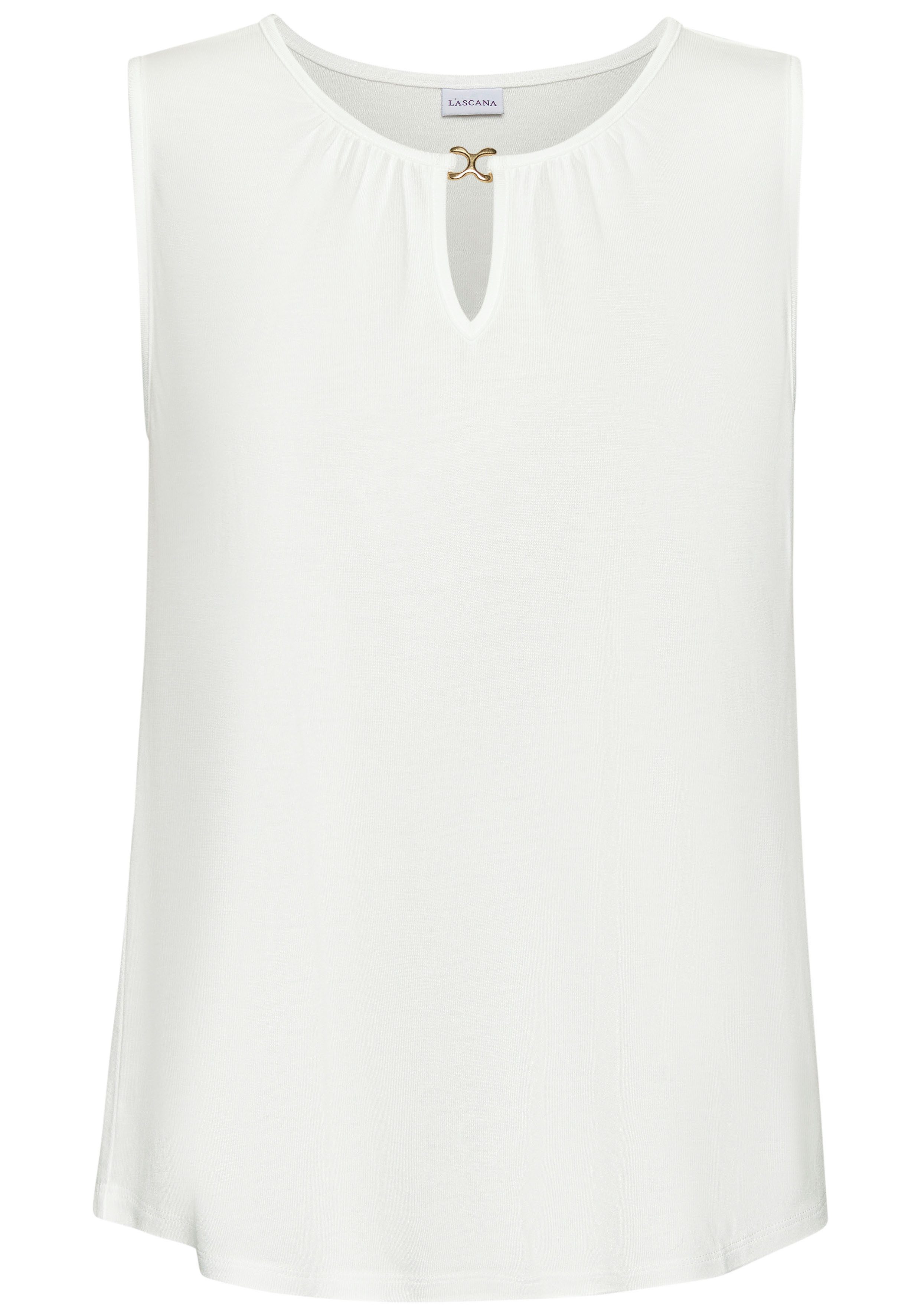 Vivance Tanktop met goudkleurige decoratief accessoire, elegante blousetop