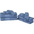 good morning handdoekenset uni met geweven rand (set, 8-delig) blauw