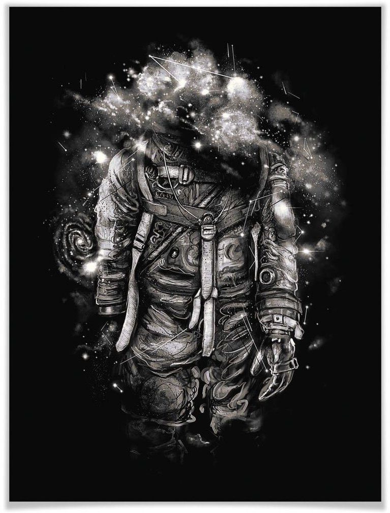 Wall-Art Poster Universum astronaut zwart sterrenstelsel Poster, artprint, wandposter (1 stuk)