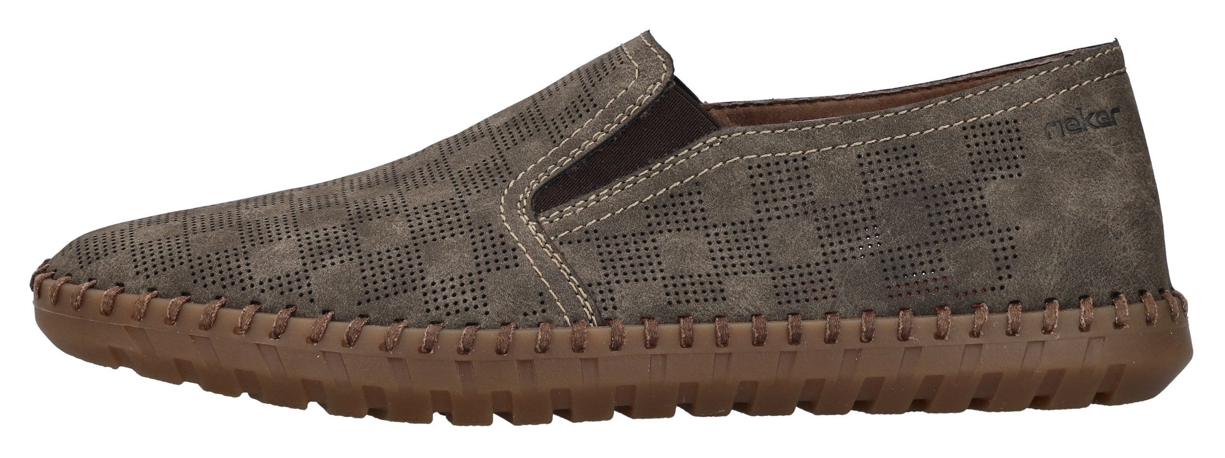 Rieker Instappers , loafer, instapschoen, casual slipper met kleine stretch-inzetten