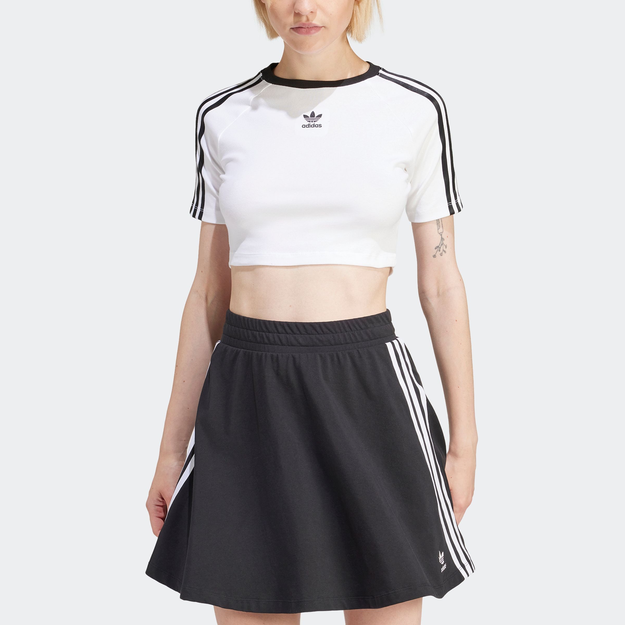 adidas Originals T-shirt 3 S BABY TEE Cropped drie-strepen shirt
