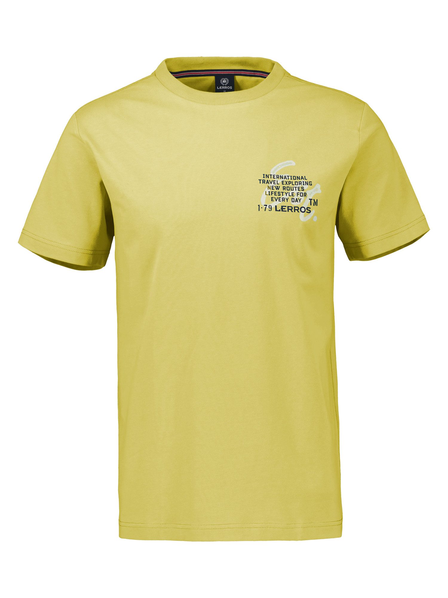 Lerros T-shirt LERROS T-shirt met borstprint in grote maten heren t-shirts maat 3XL geel