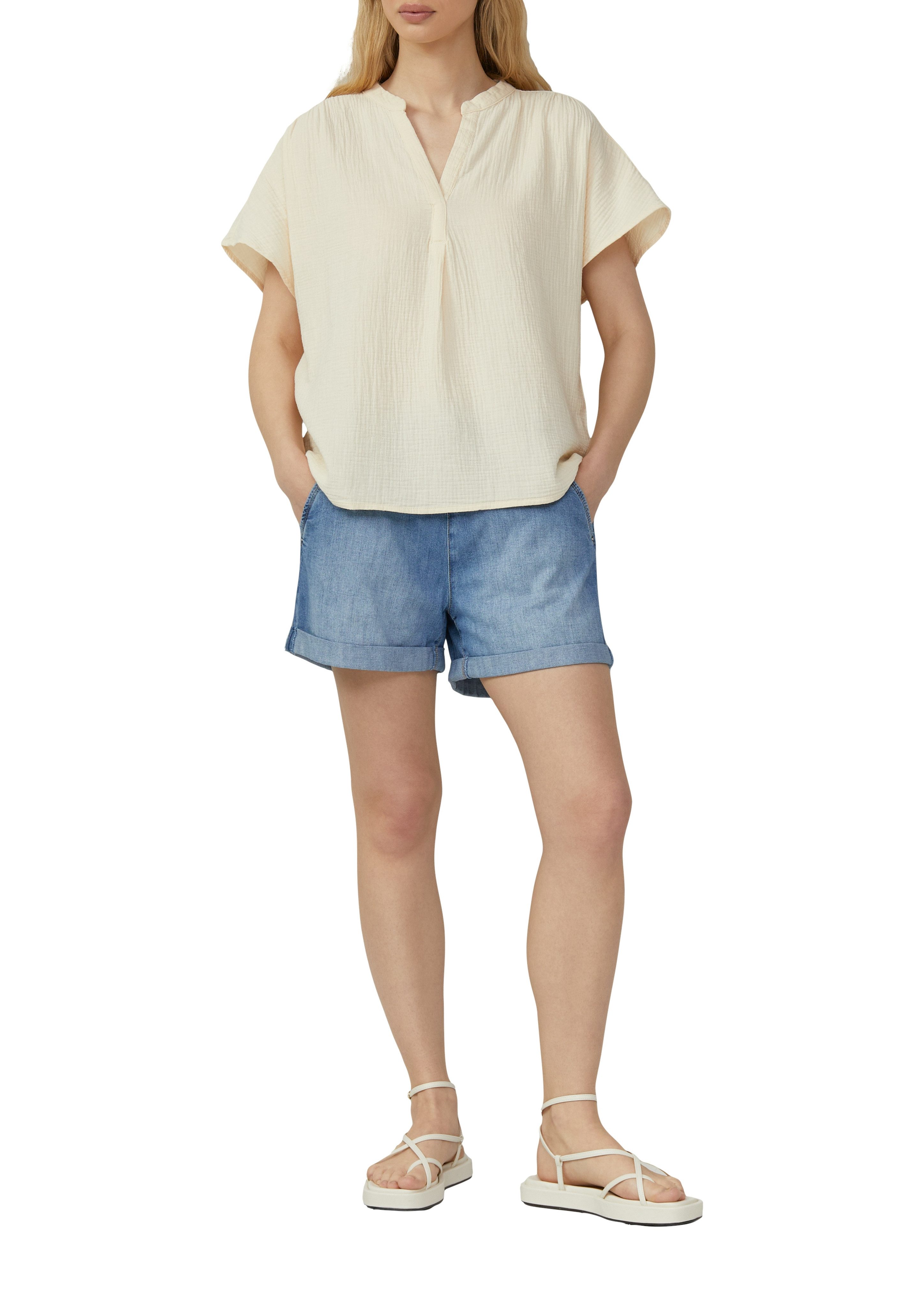 Q/S designed by Blouse met korte mouwen van mousseline