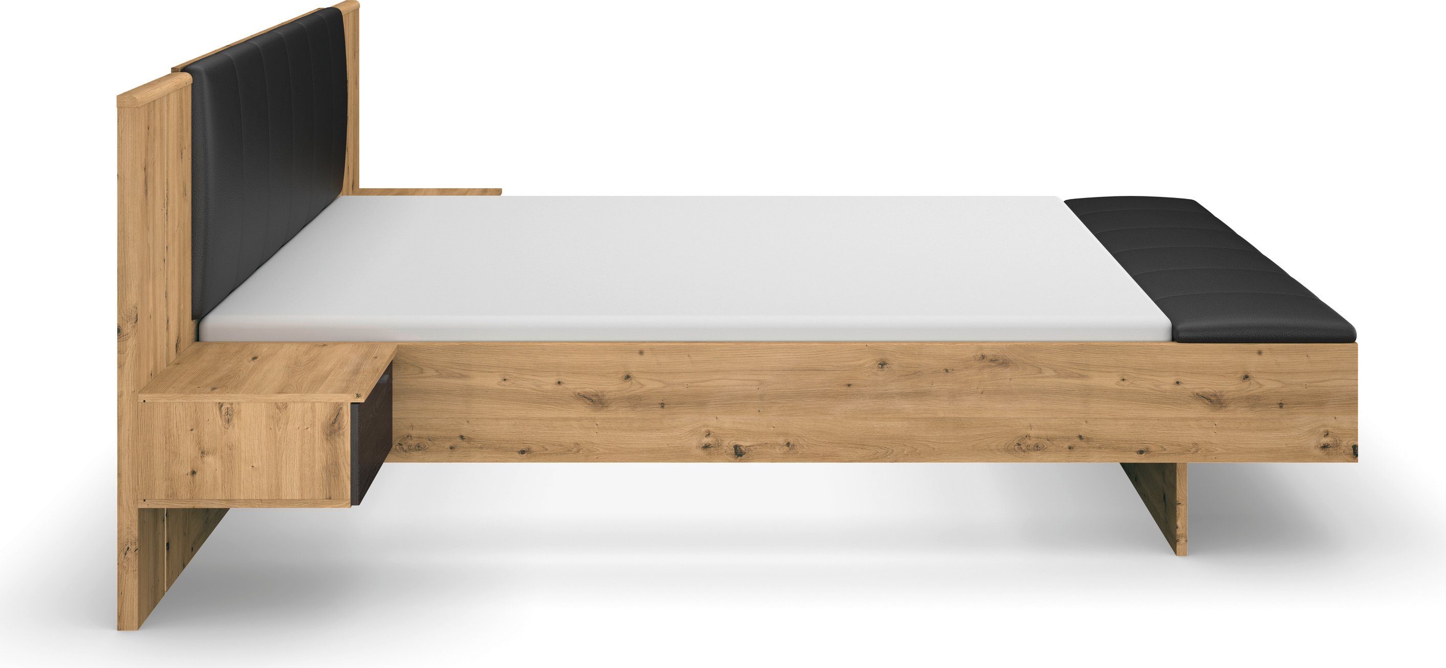rauch Ledikant Bed Tweepersoons Futonbed APOLLON 2 hang-nachttafels, panelen met verlichting made in germany (set, 5-delig)