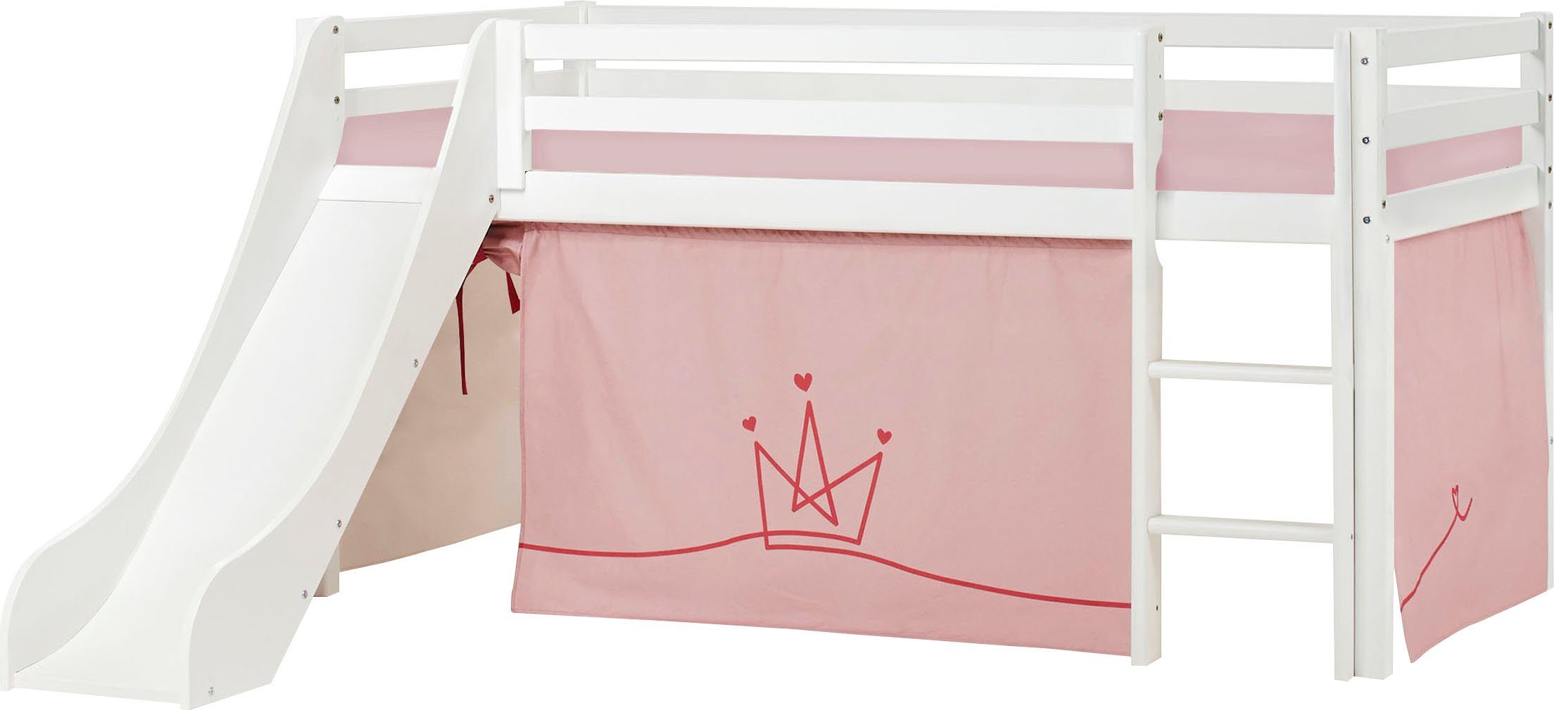 Hoppekids Hoogslaper "Princess" Glijbaan & gordijn roze en veel keus